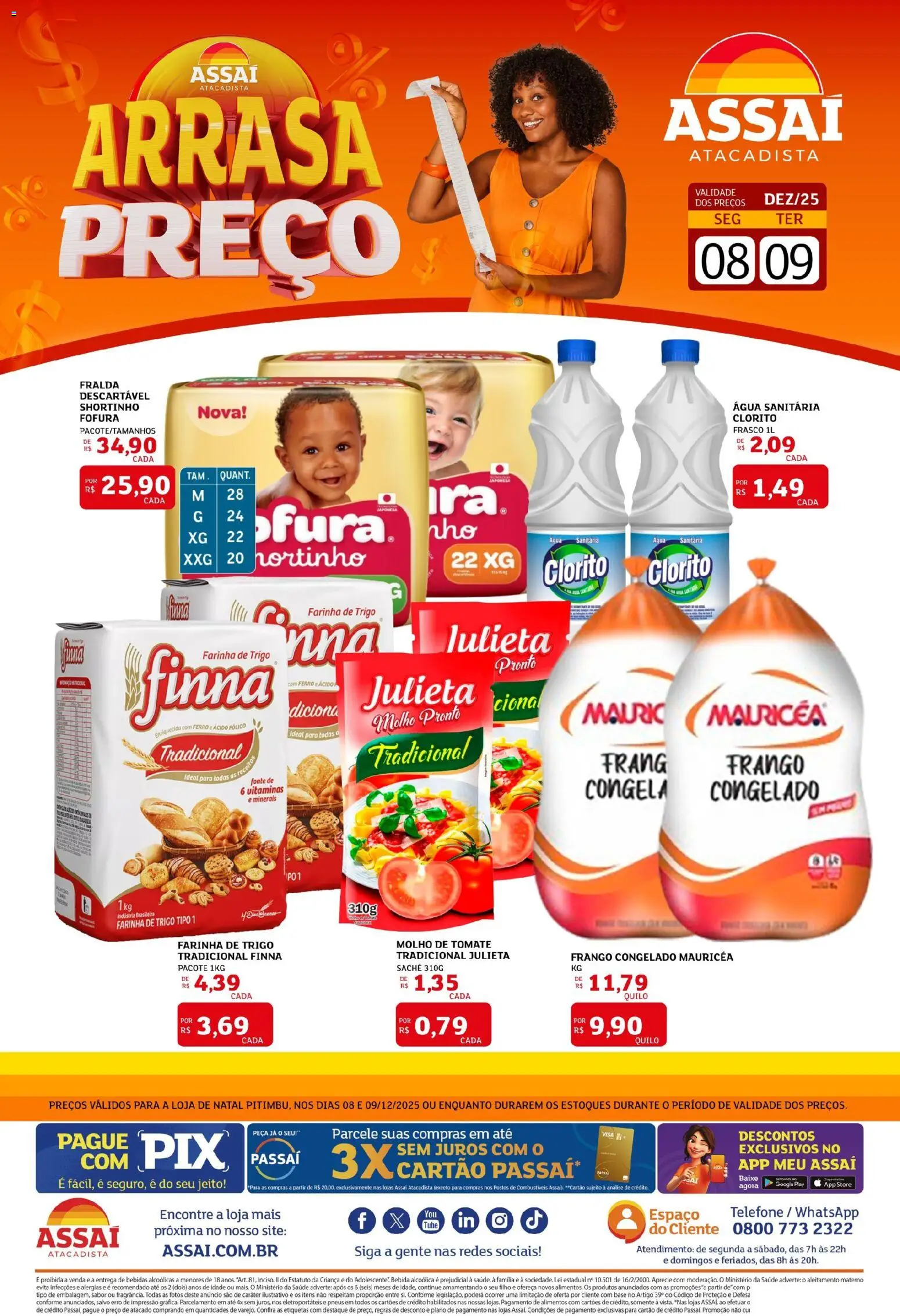 Assaí Atacadista Folheto - válido de 08.12.2025 | Página: 1 | Produtos: Molho de tomate, Farinha de trigo, Pneus, Bebida