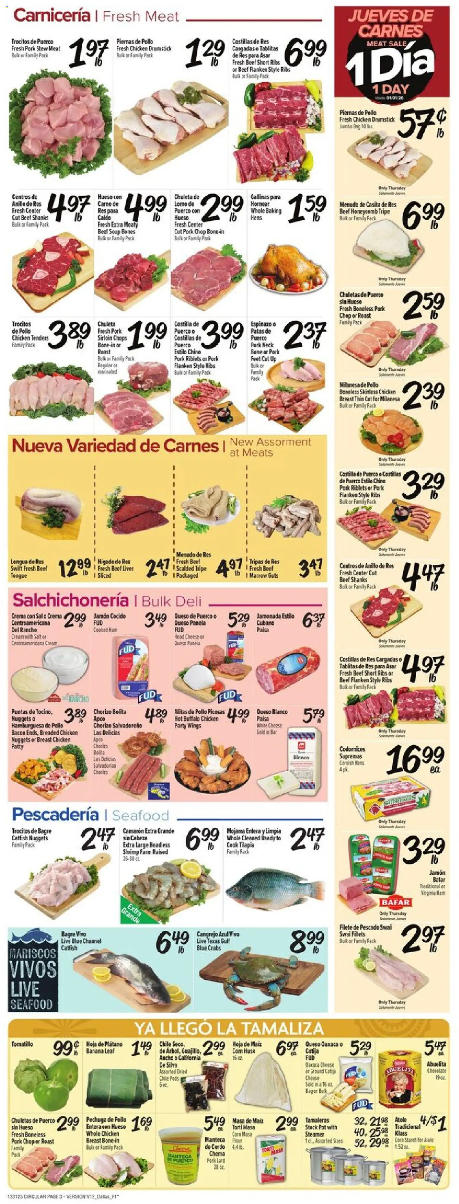 Fiesta Mart Weekly Ad - valid from 31.12.2025 | Page: 3 | Products: Cheese, Ham, Pork, Seafood