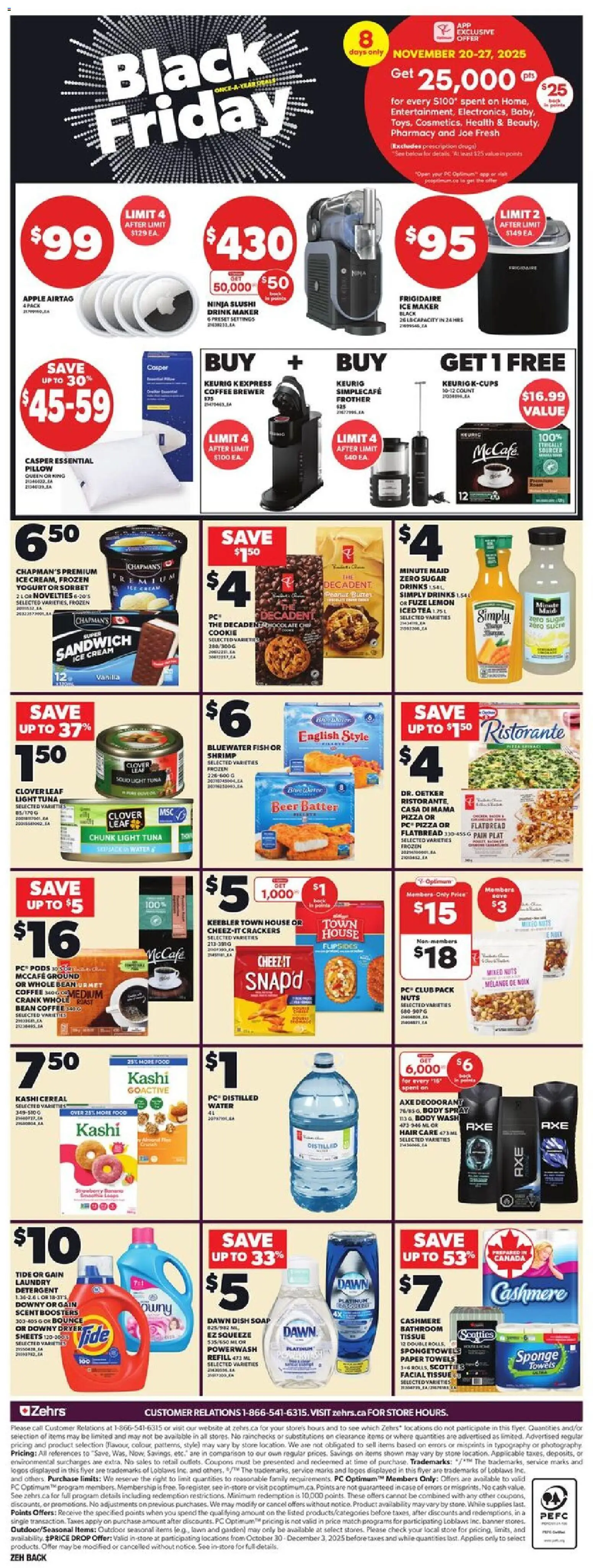Zehrs flyer valid from 20.11.2025 | Page: 4 | Products: Nuts, Deodorant, Coffee, Pizza