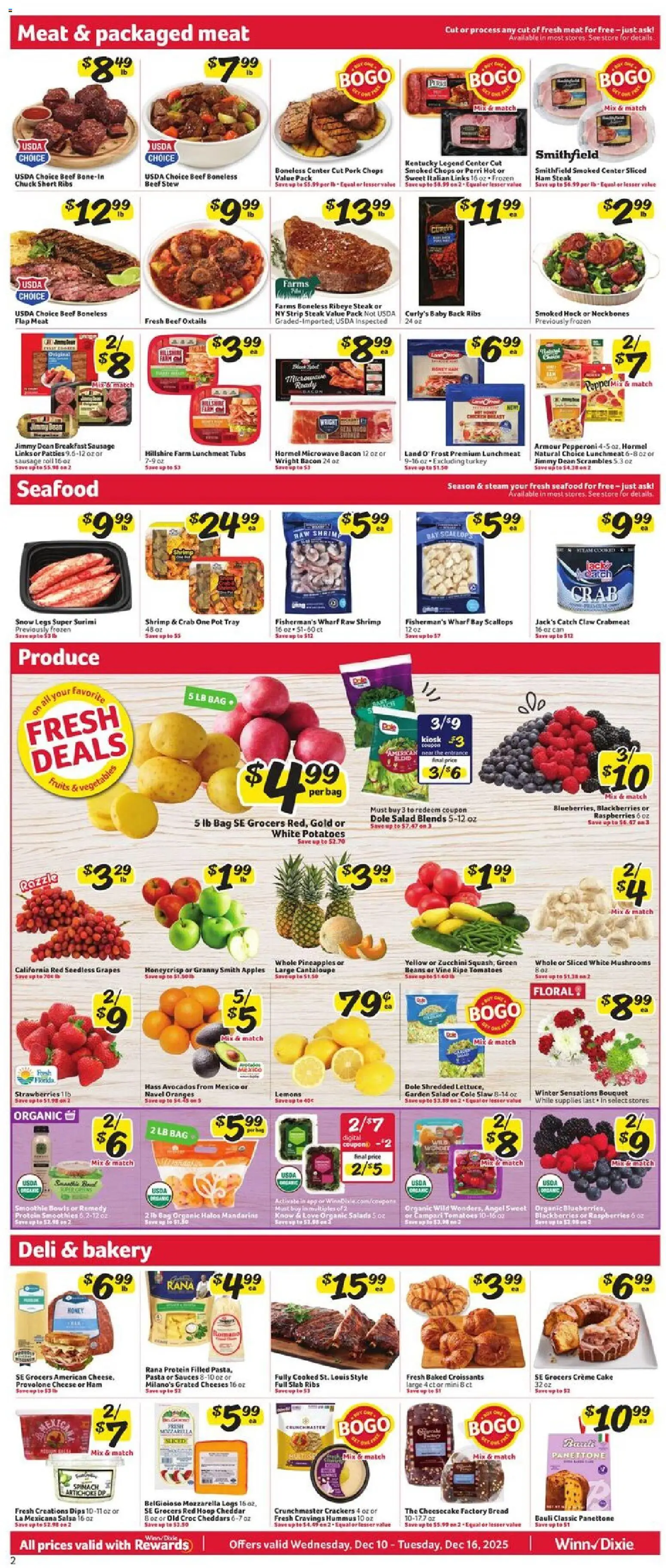 Winn Dixie Weekly Circular - FL - valid from 10.12.2025 | Page: 2 | Products: Mandarins, Microwave, Fruits, Croissants