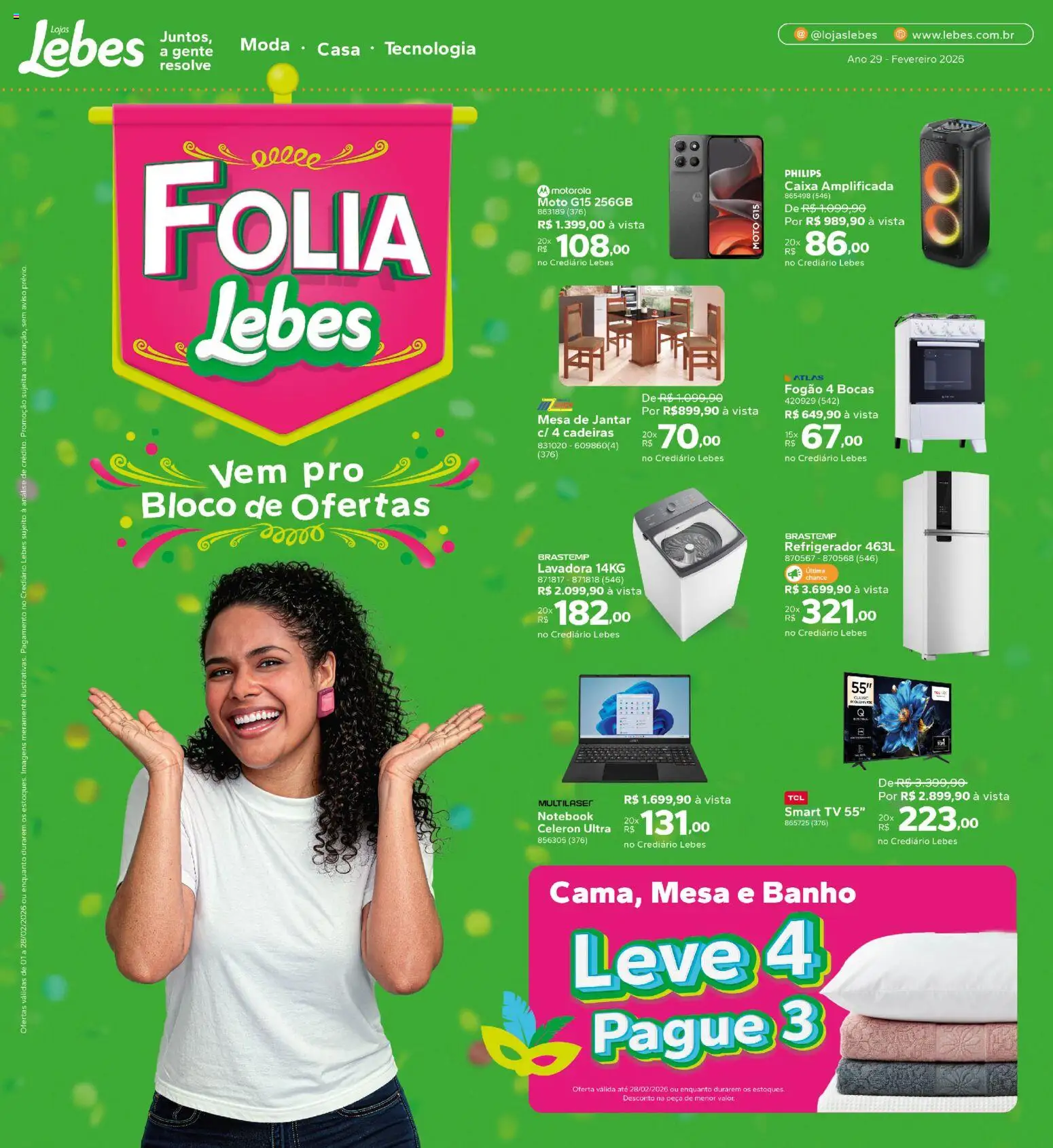 Lebes Folheto - válido de 01.02.2026 | Página: 1 | Produtos: Notebook, smart TV, Mesa, Tv