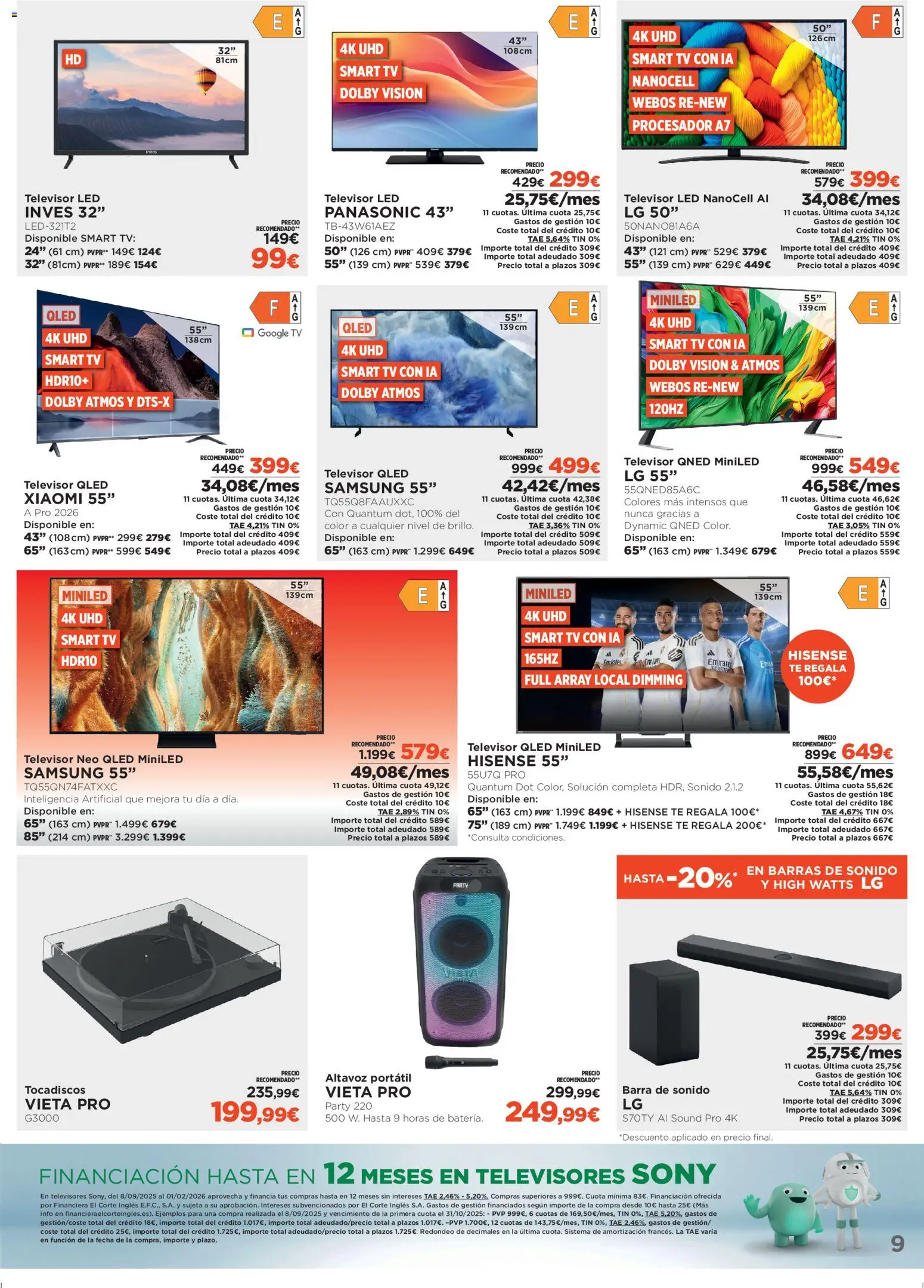 Nuevas ofertas de El Corte Inglés válidas en toda la República Mexicana desde el 07.01.2026. ¡Encuentra las mejores ofertas en El Corte Inglés catálogo Ofertas que ilusionan! | Página: 9 | Productos: Barra, Té, Televisor