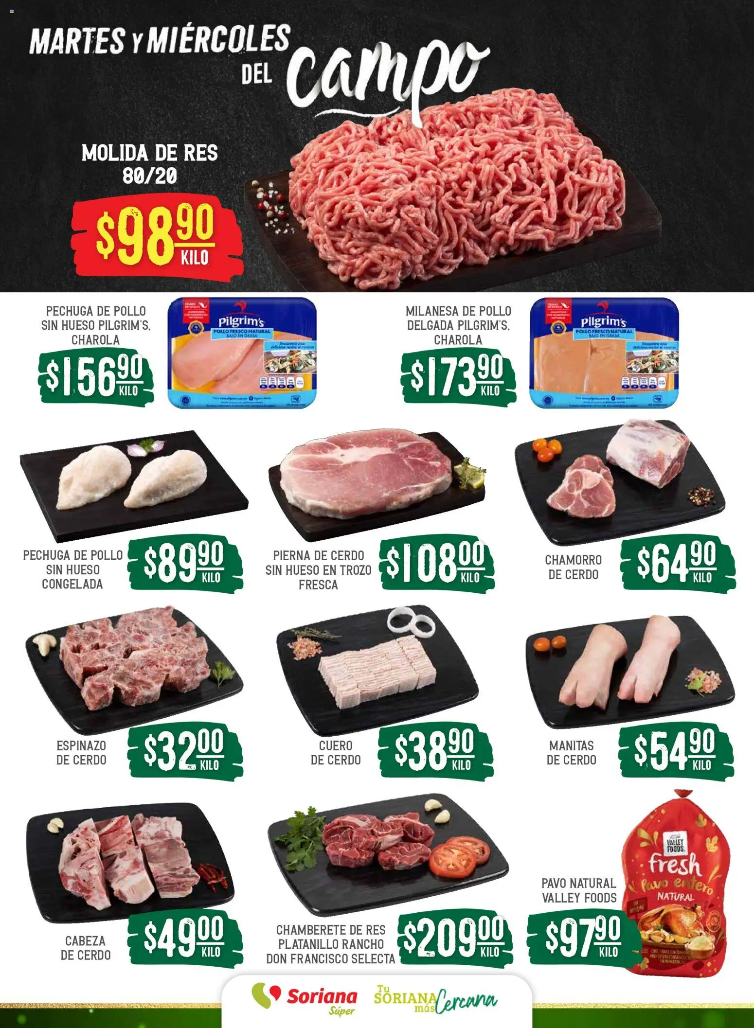 Nuevas ofertas de Soriana válidas en toda la República Mexicana desde el 16.12.2025. ¡Encuentra las mejores ofertas en Soriana - Martes y Miércoles del Campo Súper: Tamaulipas (excepto Cd. Victoria y Tampico)! | Página: 4 | Productos: Pollo, Milanesa, Cerdo, Res