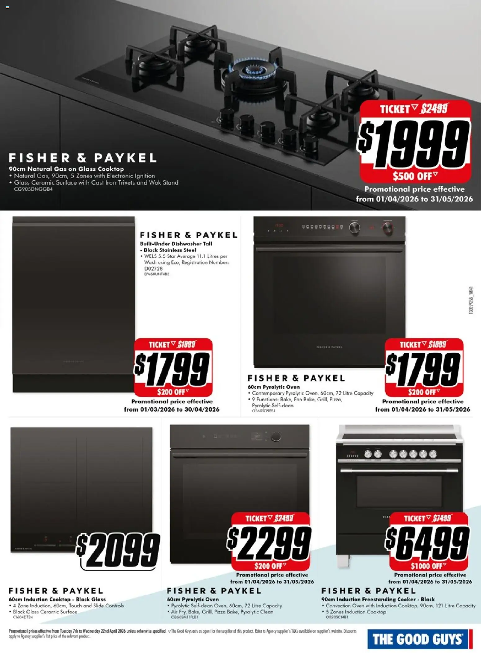 The Good Guys catalogue - valid from 06.04.2026 | Page: 18 | Products: Pizza, Oven, Cooktop, Dishwasher