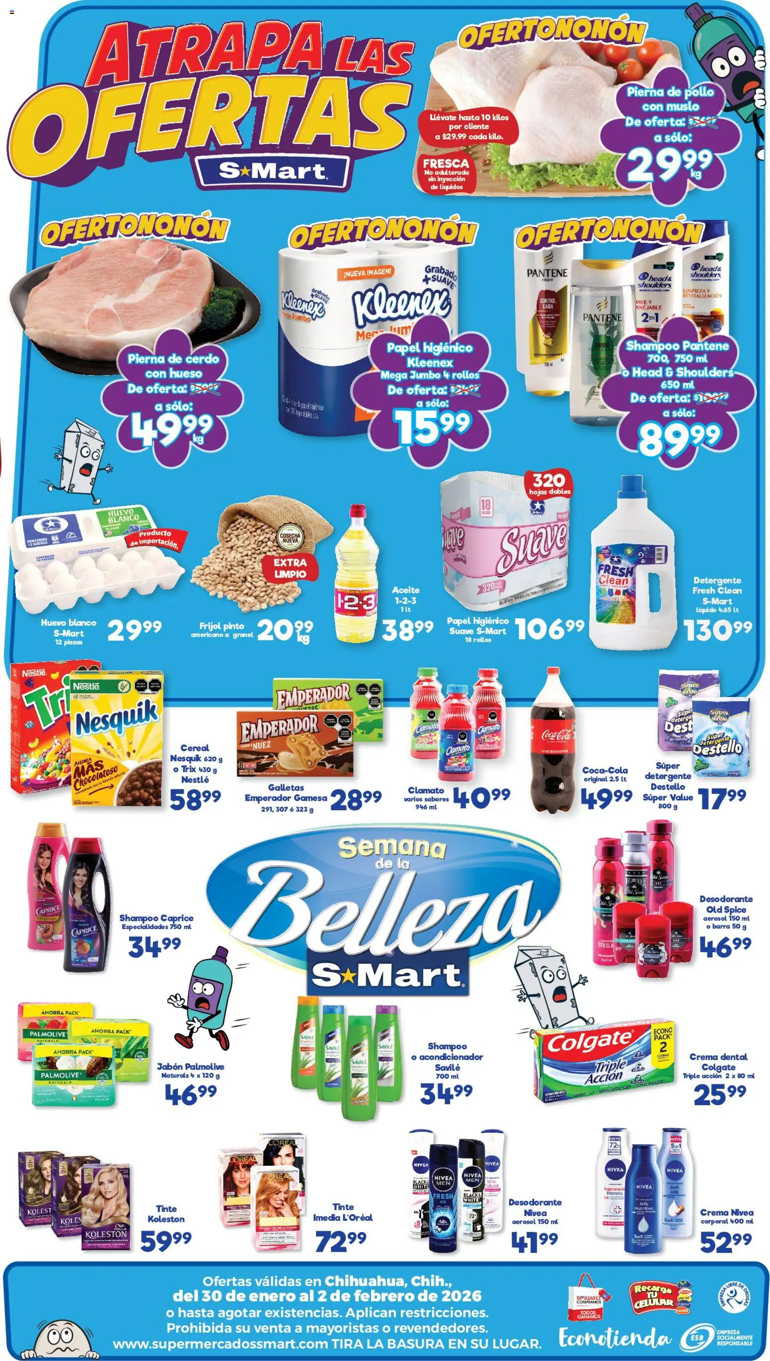 Nuevas ofertas de S-Mart válidas en toda la República Mexicana desde el 30.01.2026. ¡Encuentra las mejores ofertas en S-Mart folleto Chihuahua! | Página: 2 | Productos: Desodorante, Detergente, Galletas, Acondicionador