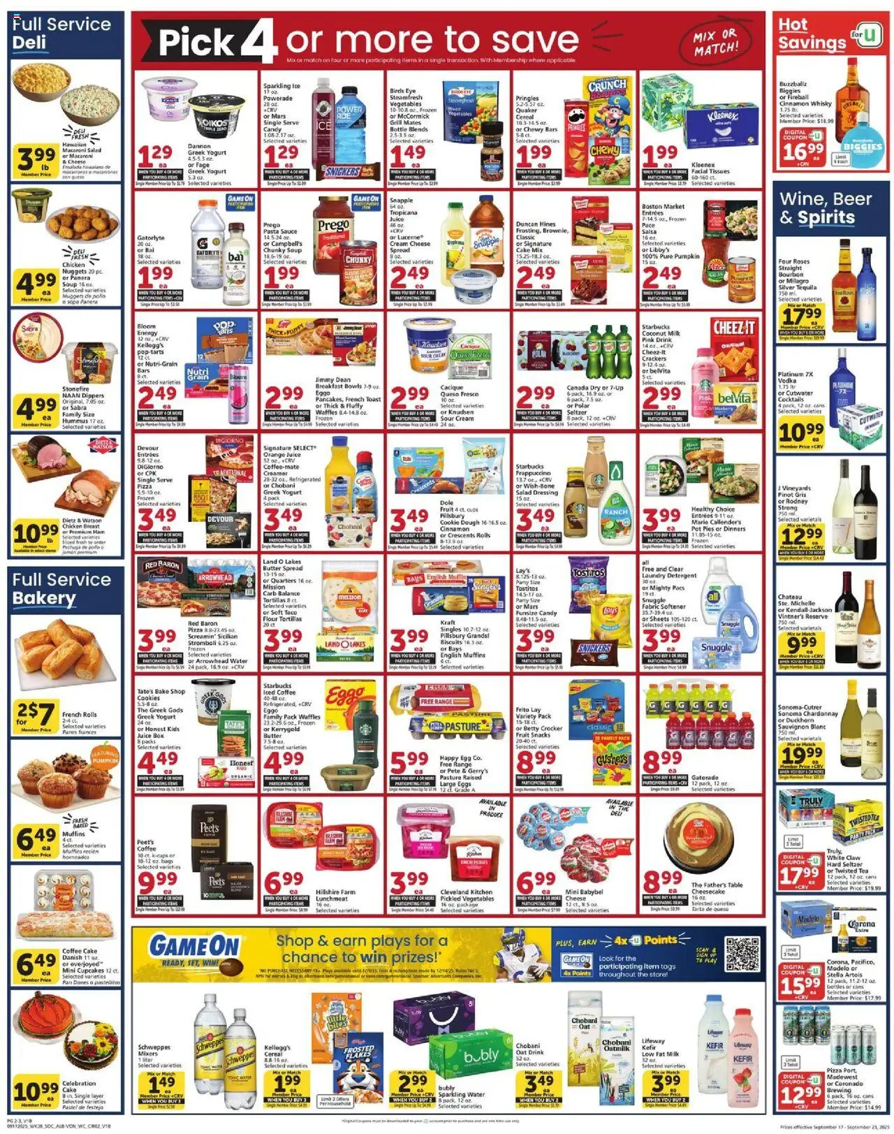 Vons Weekly Ad - valid from 17.09.2025 | Page: 2 | Products: Bakery, Yogurt, Water, Cheesecake