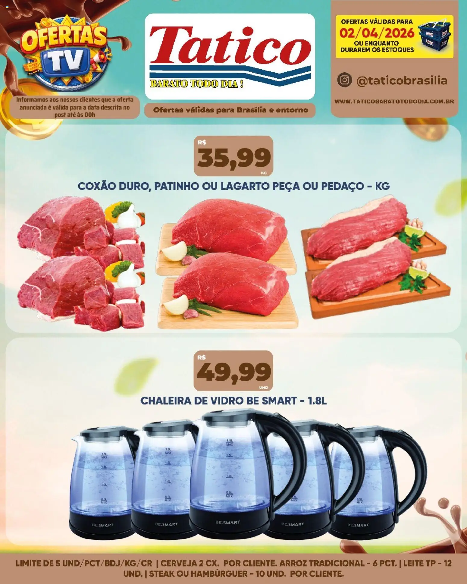 Tatico Folheto - válido de 03.04.2026 | Página: 35 | Produtos: Leite, Cerveja, Arroz, Hambúrguer