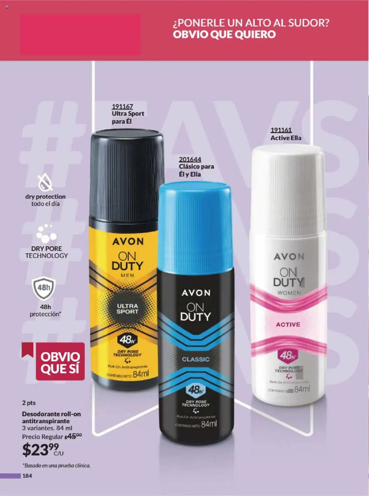 Nuevas ofertas de AVON válidas en toda la República Mexicana desde el 09.08.2025. ¡Encuentra las mejores ofertas en AVON - Campaña 13 2025! | Página: 194 | Productos: Desodorante, Antitranspirante