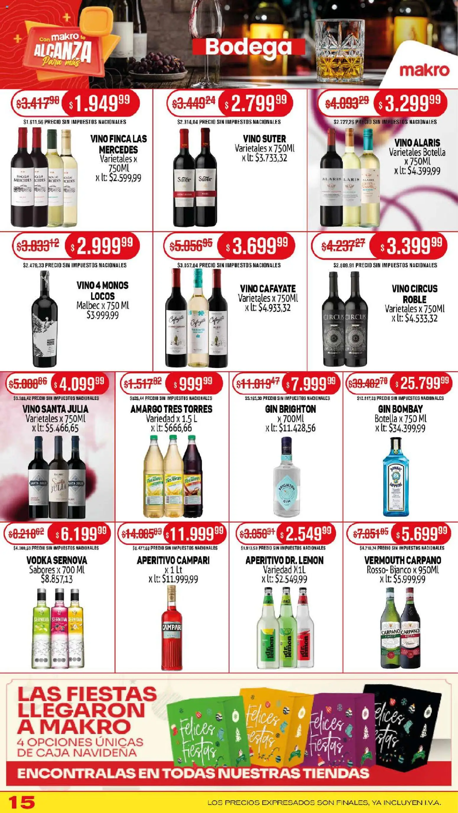 Makro ofertas │ válido desde el 06.11.2025 | Página: 15 | Productos: Botella, Caja, Gin, Vino
