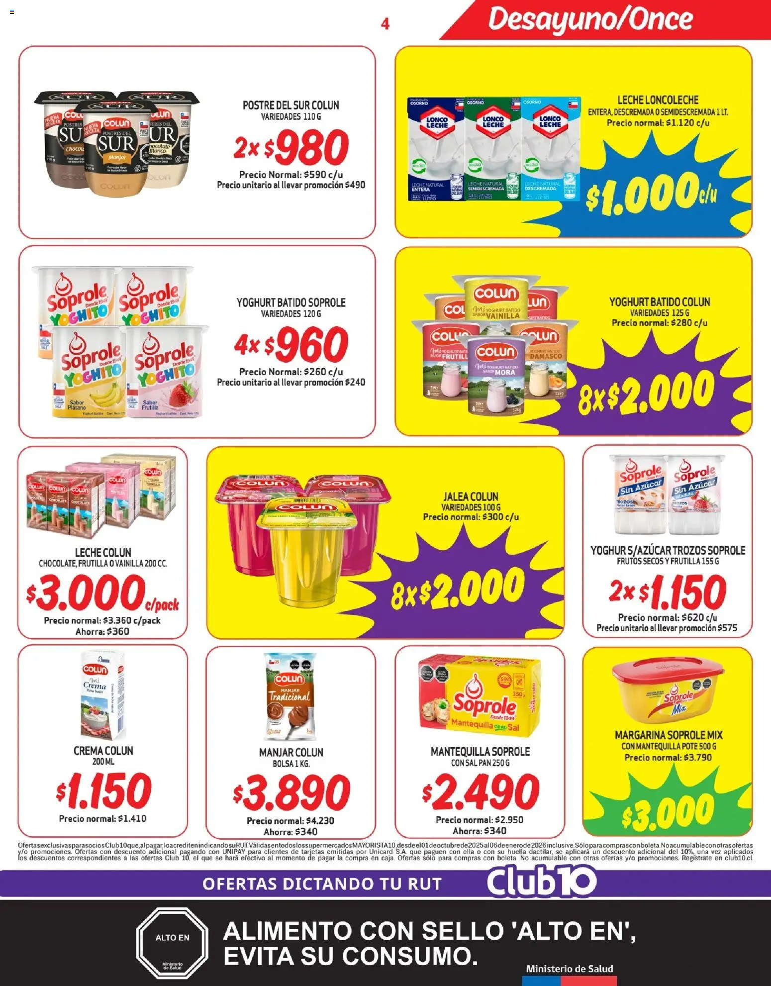 Mayorista 10 Ofertas │ válido desde el 01.12.2025 | Página: 4 | Productos: Pan, Chocolate, Crema, Manjar