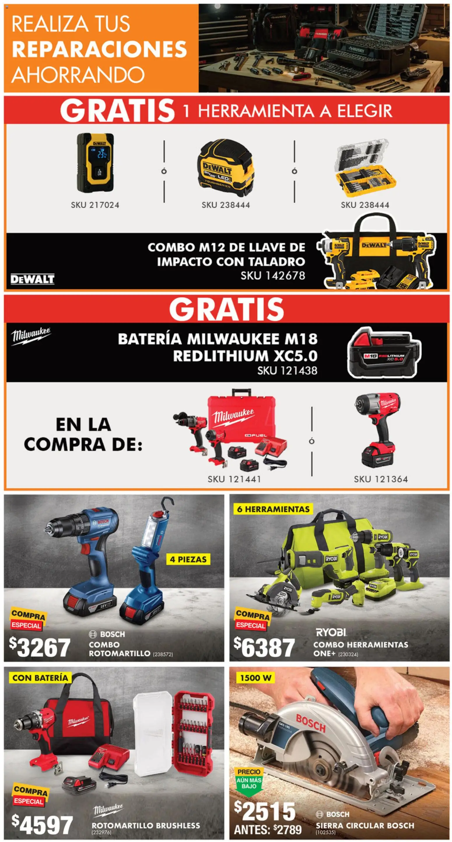 Nuevas ofertas de Home Depot válidas en toda la República Mexicana desde el 12.02.2026. ¡Encuentra las mejores ofertas en Home Depot catálogo! | Página: 8 | Productos: Taladro, Rotomartillo, Batería, Llave