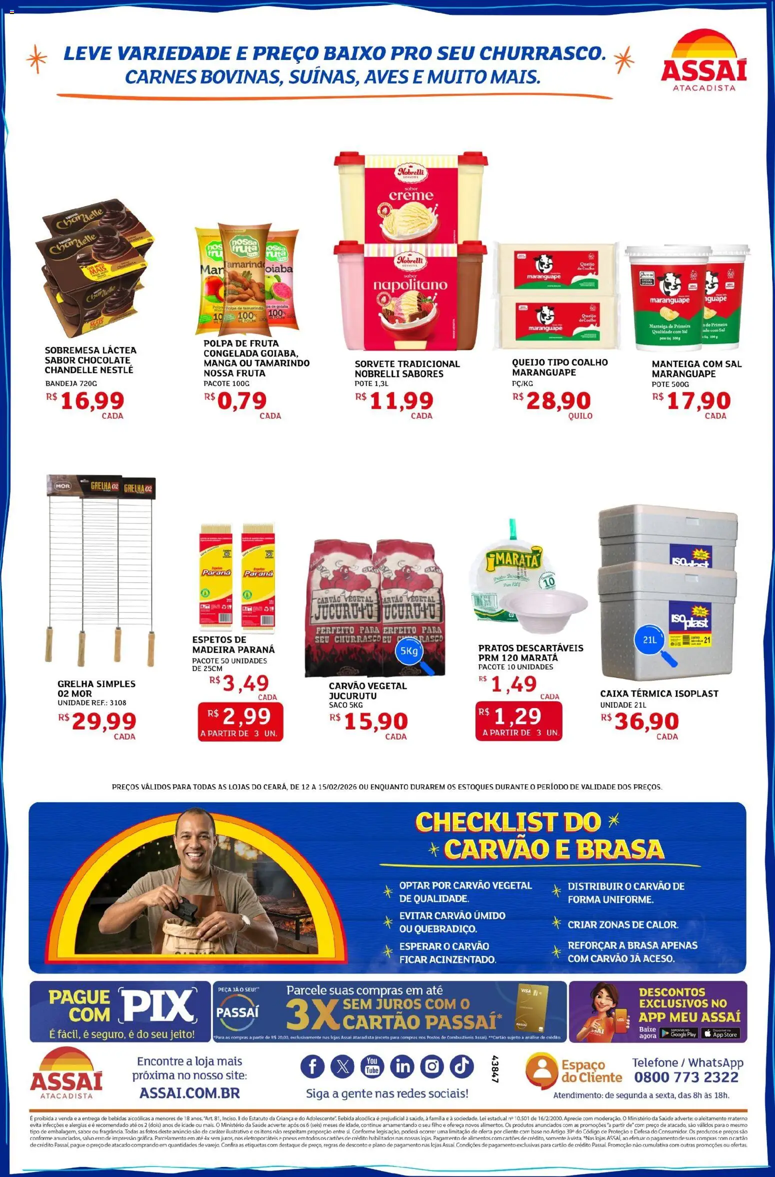 Assaí Atacadista Folheto - válido de 12.02.2026 | Página: 3 | Produtos: Tamarindo, Carvão vegetal, Caixa, Bebida