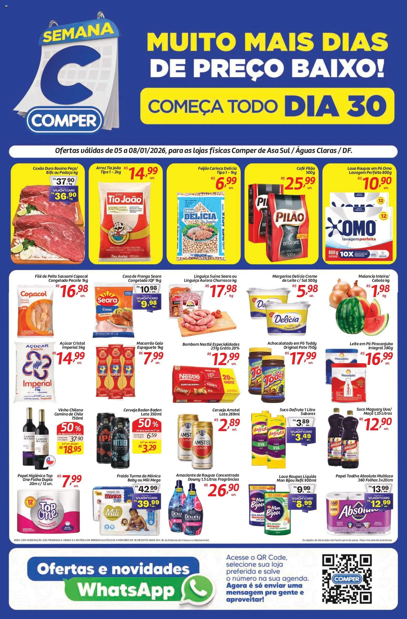 Comper Folheto - válido de 05.01.2026 | Página: 1 | Produtos: Pó, Linguiça, Creme, Baixo