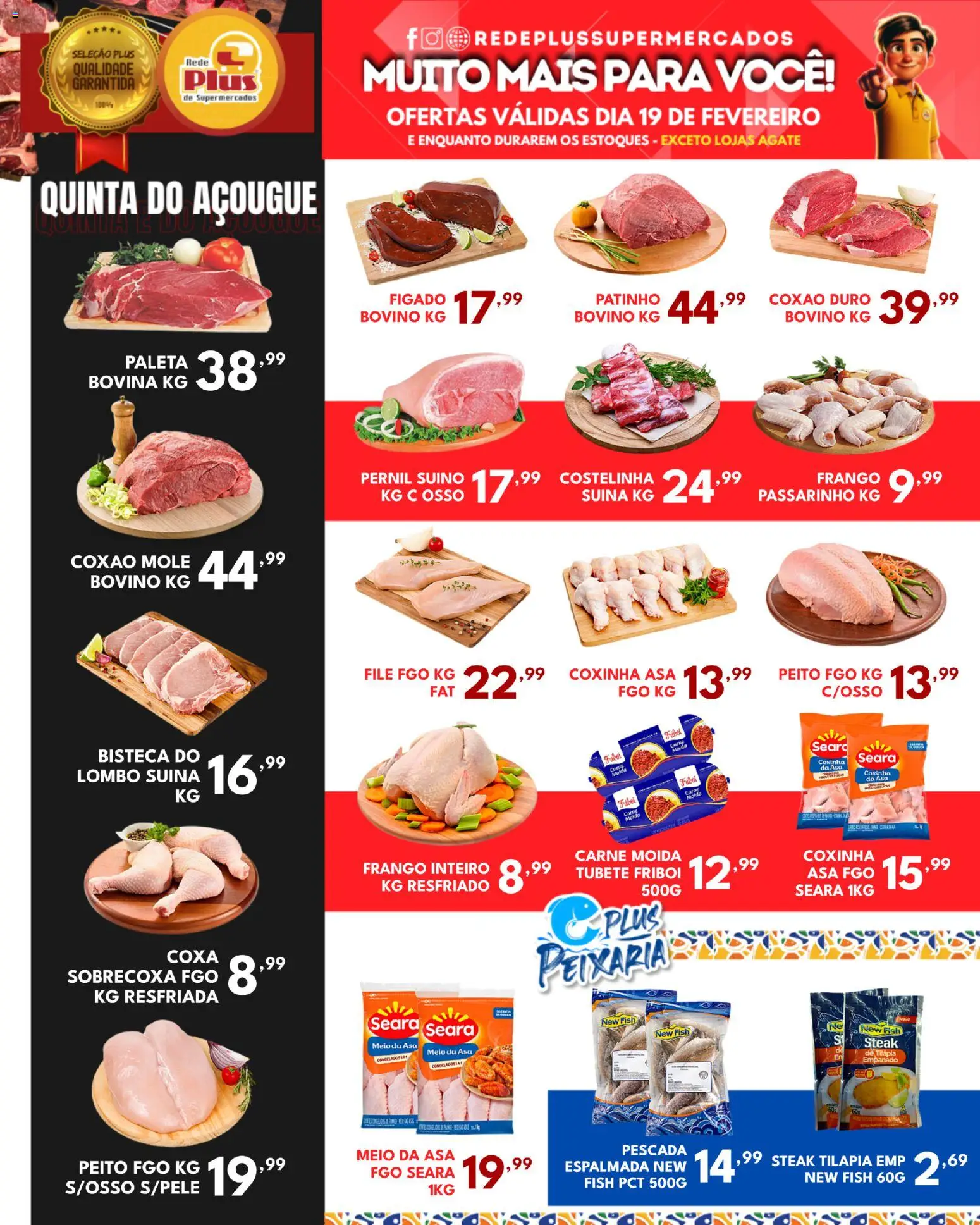 Rede Plus Supermercados Folheto - válido de 18.02.2026 | Página: 2 | Produtos: Lombo, Pernil, Tilápia, Frango