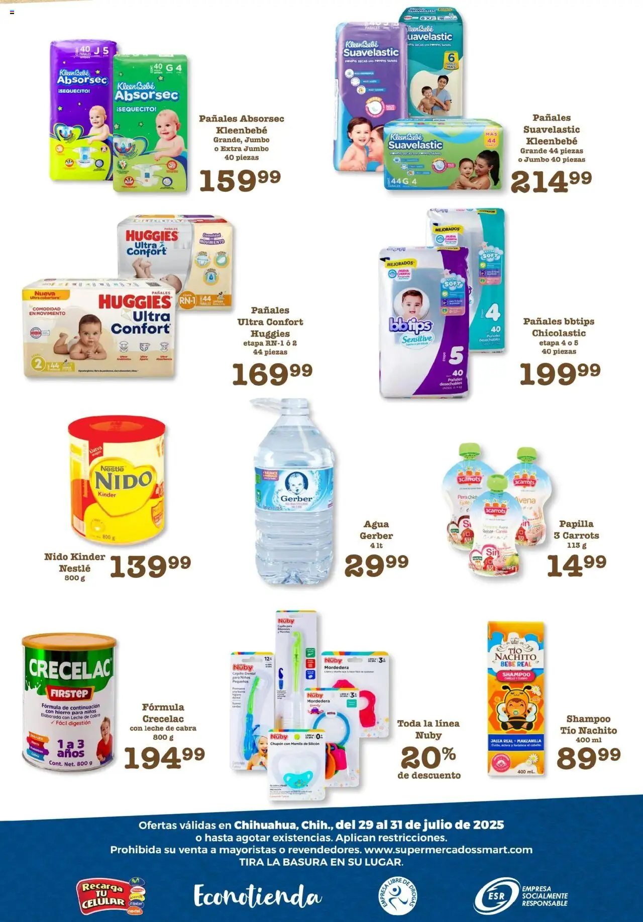 Nuevas ofertas de S-Mart válidas en toda la República Mexicana desde el 29.07.2025. ¡Encuentra las mejores ofertas en S-Mart - Folleto de Feria - Chihuahua! | Página: 6 | Productos: Pera, Avena, Leche, Pañales