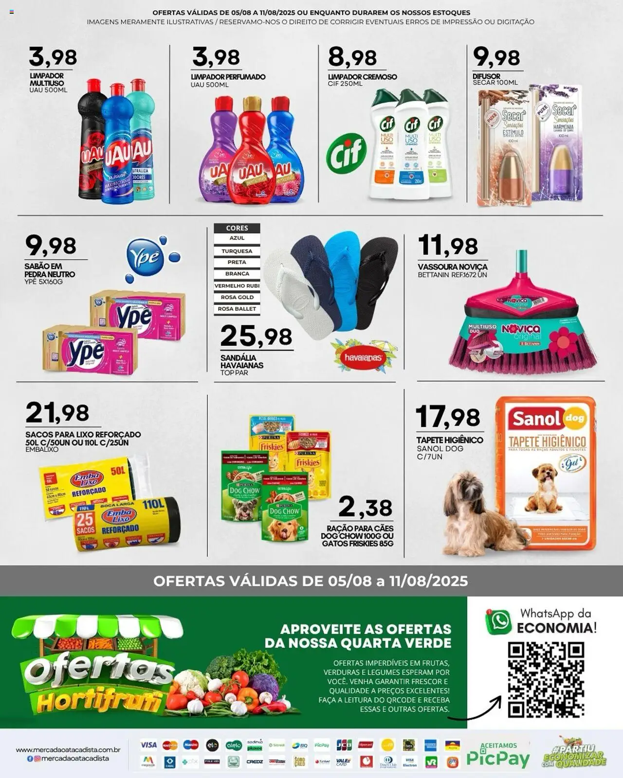 Mercadão Atacadista Folheto - válido de 05.08.2025 | Página: 13 | Produtos: Difusor, Sabão, Faca, Tapete