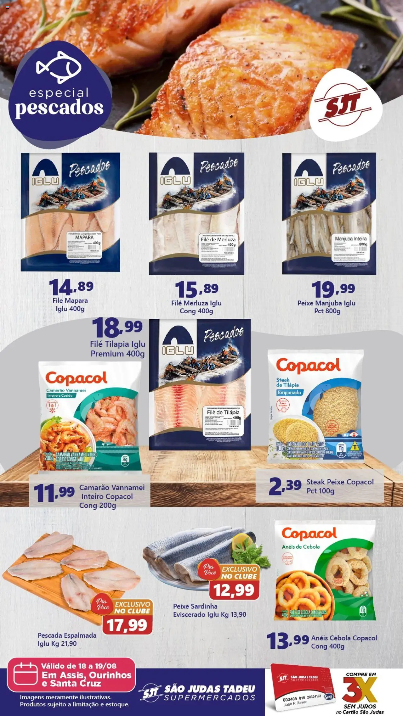 São Judas Tadeu Folheto - válido de 18.08.2025 | Página: 1 | Produtos: Camarão, Tilápia, Sardinha, Filé de tilápia