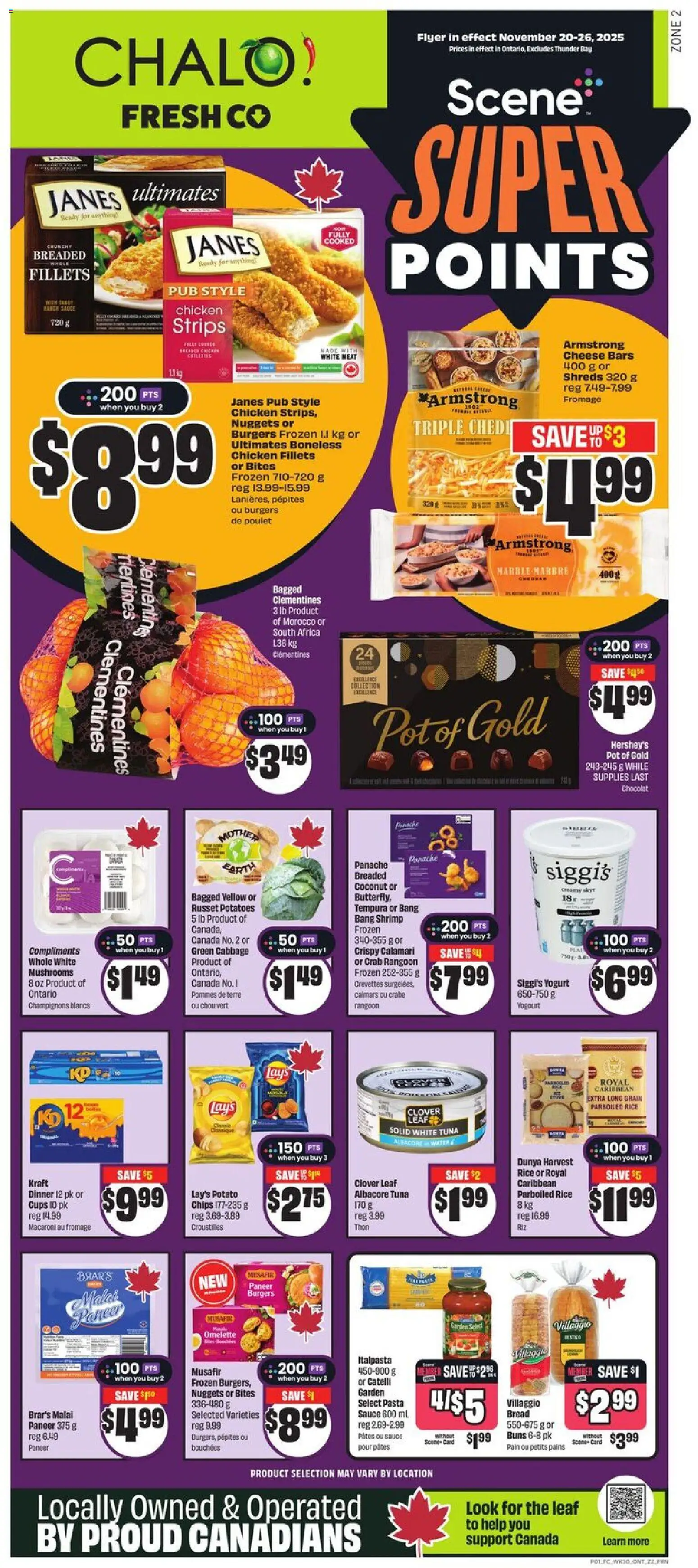 FreshCo flyer valid from 20.11.2025 | Page: 1 | Products: Chips, Cheese, Bread, Chicken