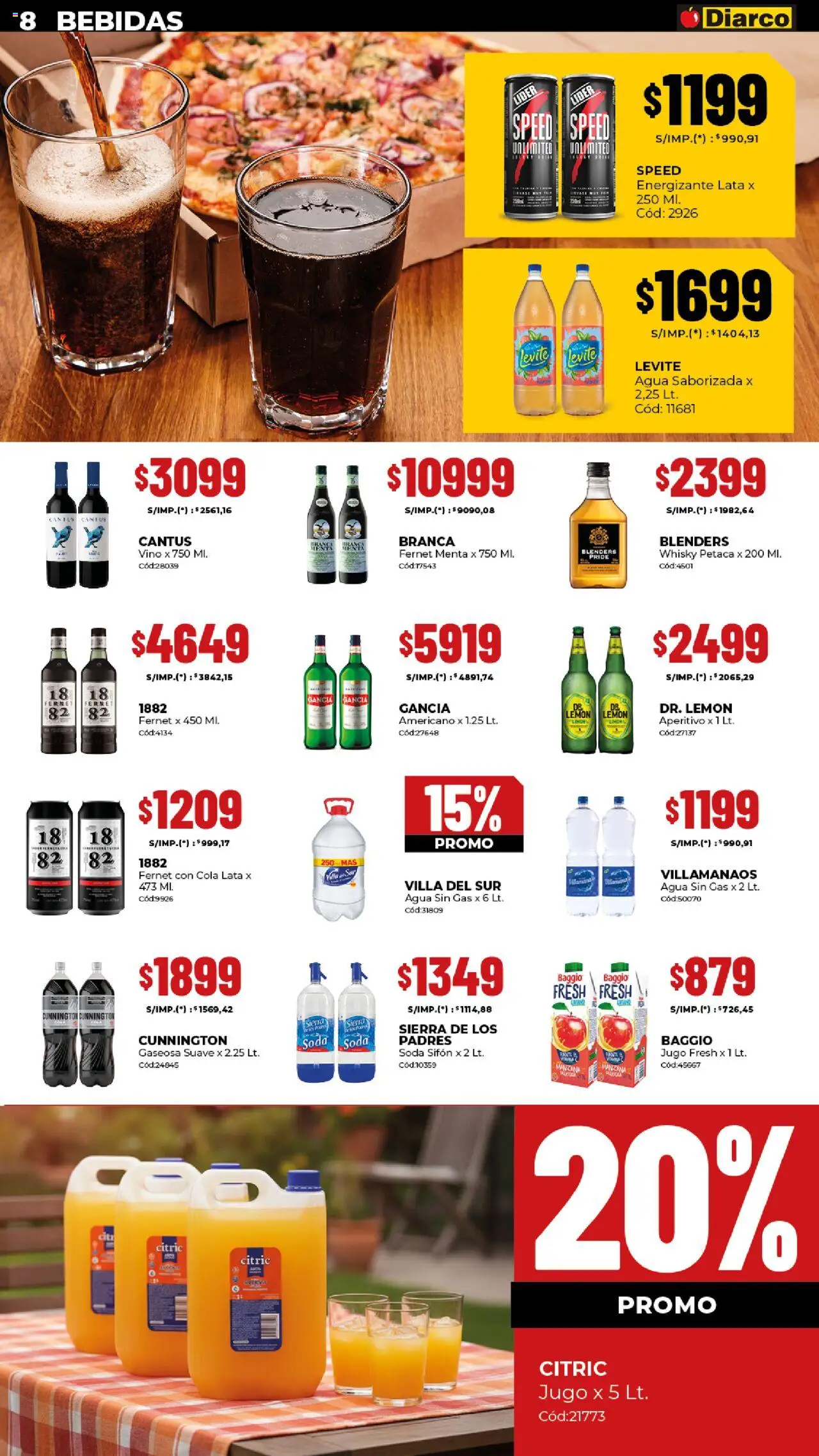 Diarco - Ofertas Sur │ válido desde el 20.10.2025 | Página: 8 | Productos: Whisky, Manzana, Vino, Agua saborizada