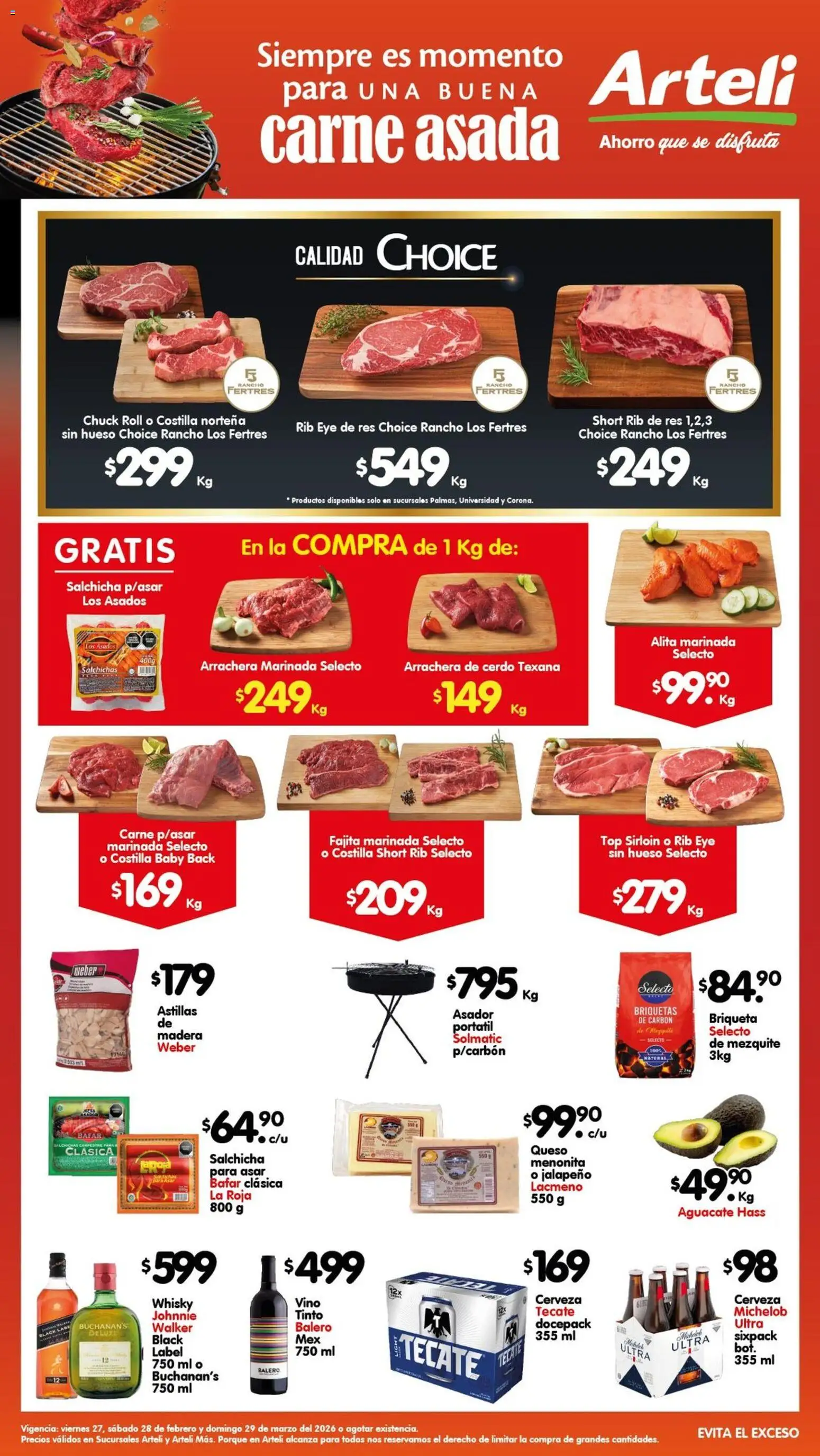 Nuevas ofertas de Arteli válidas en toda la República Mexicana desde el 27.03.2026. ¡Encuentra las mejores ofertas en Arteli folleto Carne ! | Página: 1 | Productos: Salchicha, Cerveza, Cerdo, Res