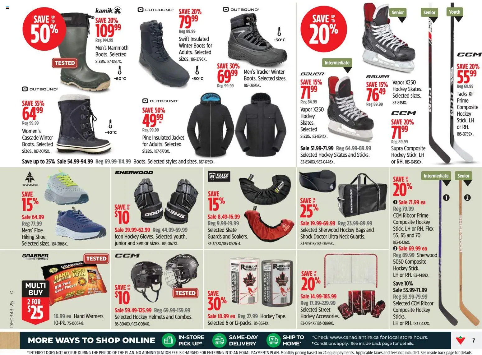Canadian Tire flyer valid from 16.10.2025 | Page: 7 | Products: Boots, Jacket