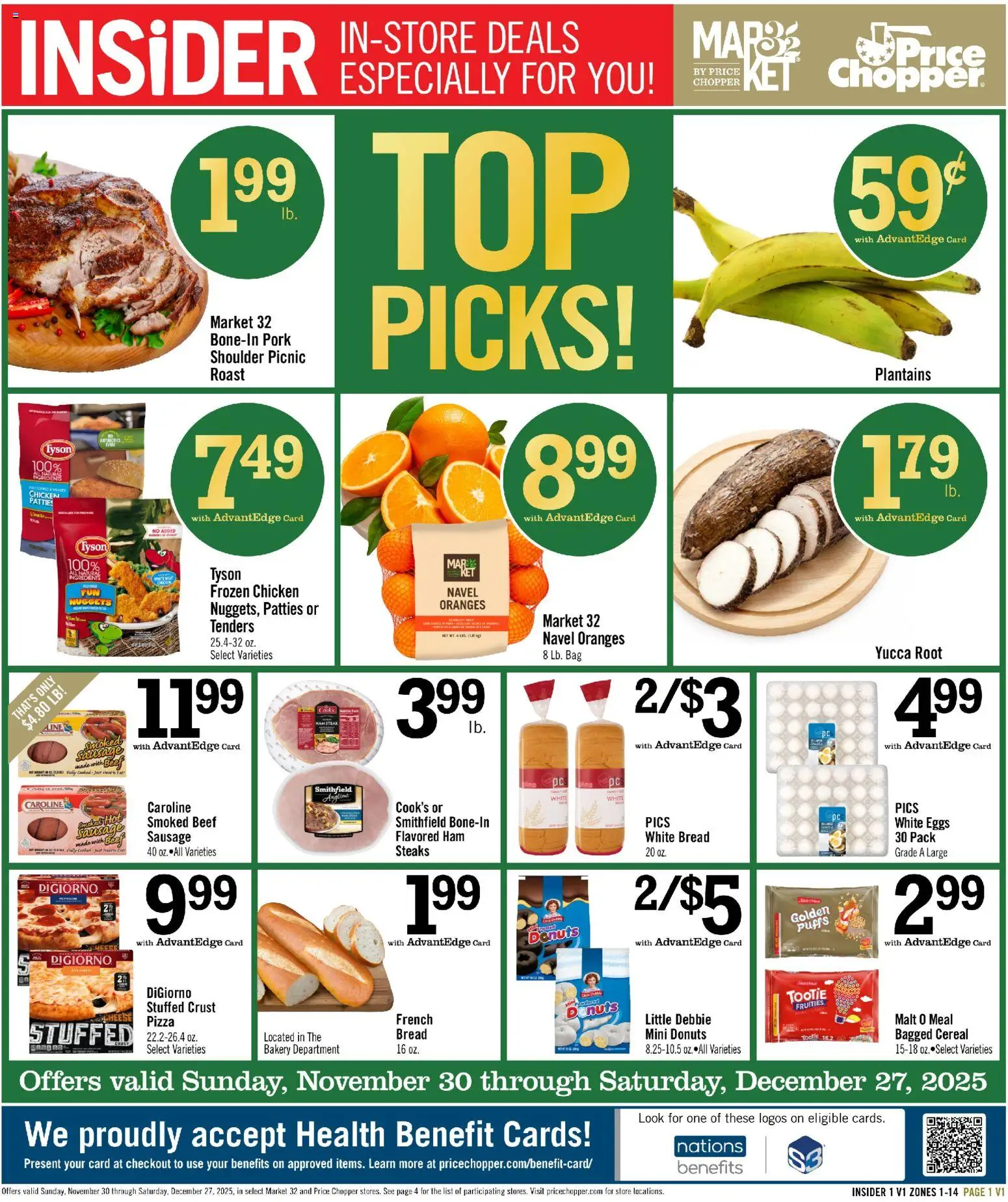 Price Chopper Flyer - valid from 29.11.2025 | Page: 1 | Products: Bakery, Pork, Sausage, Bag