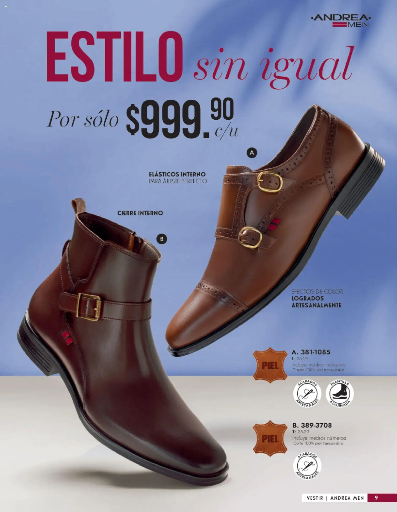Nuevas ofertas de Andrea válidas en toda la República Mexicana desde el 25.01.2026. ¡Encuentra las mejores ofertas en Andrea catálogo Calzado Caballero! | Página: 9