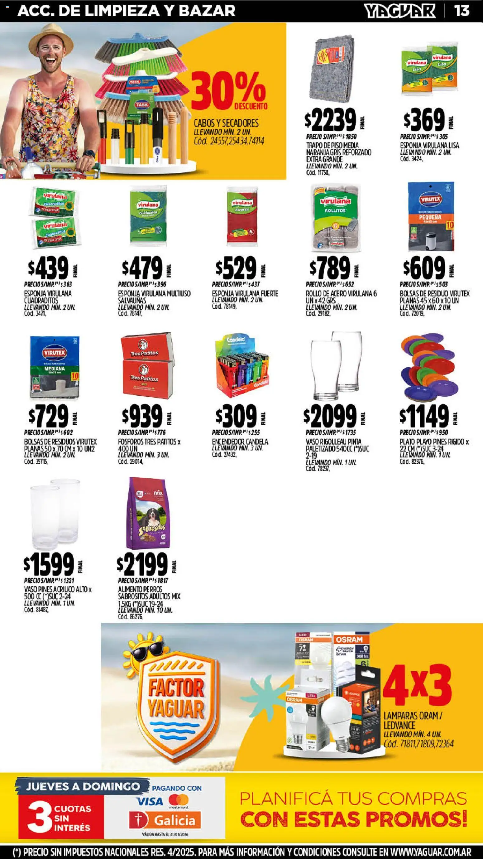 Yaguar catálogo │ válido desde el 05.01.2026 | Página: 13 | Productos: Trapo de piso, Fósforos, Encendedor, Esponja