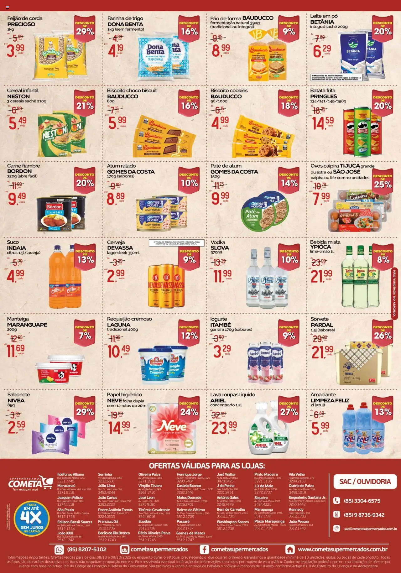 Cometa Supermercados Folheto - válido de 08.10.2025 | Página: 2 | Produtos: Tapioca, Roupas, Batata, Cookies