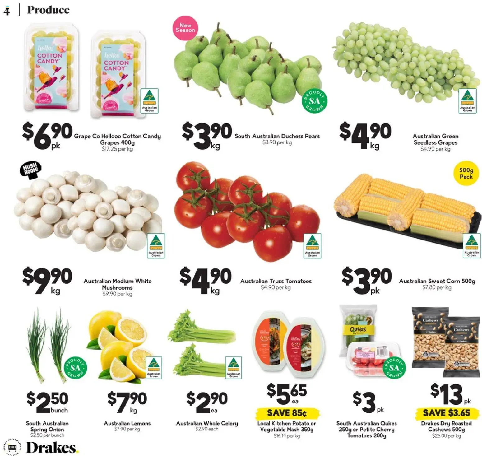 Drakes catalogue - valid from 25.02.2026 | Page: 4 | Products: Tomatoes, Mushrooms, Grapes