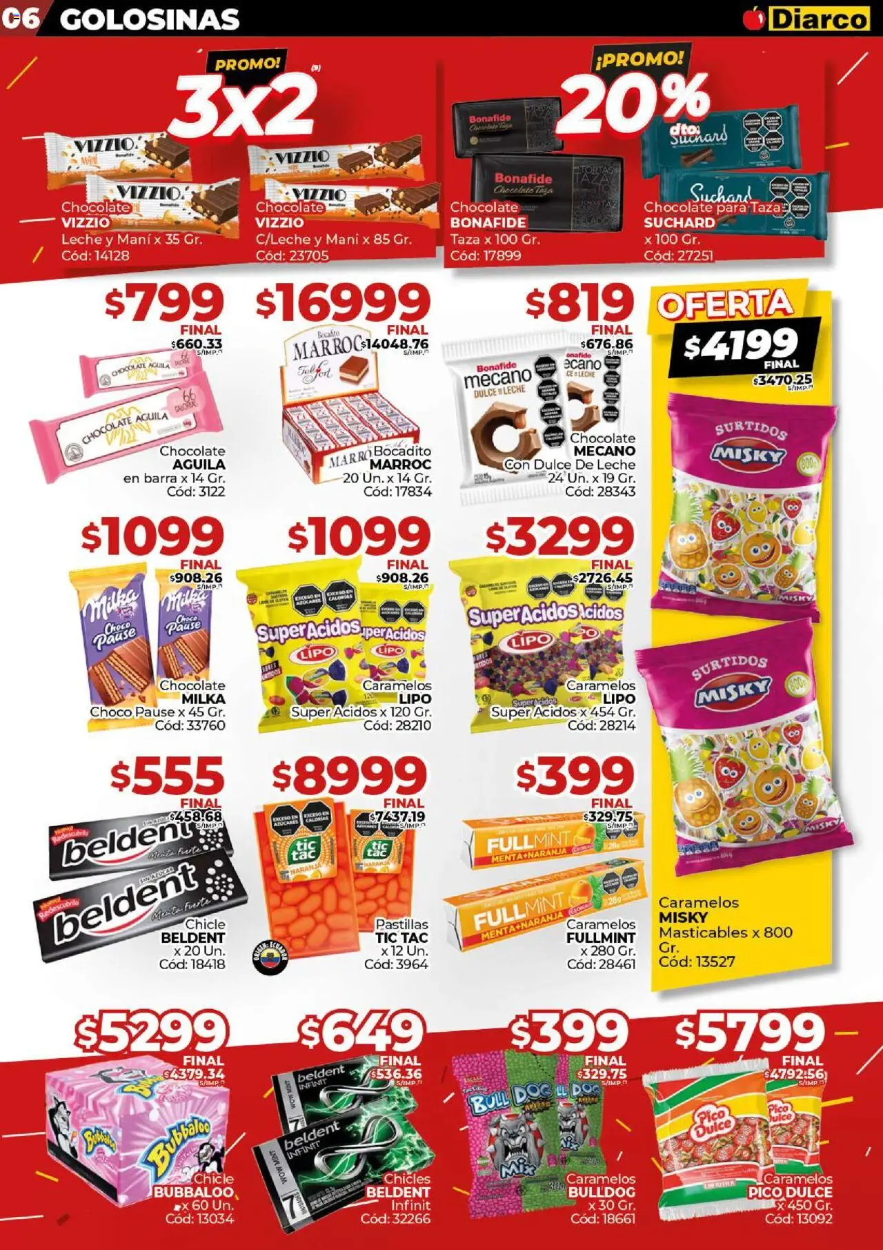 Diarco - Ofertas Sur │ válido desde el 08.09.2025 | Página: 6 | Productos: Chicles, Chocolate, Chicle, Golosinas