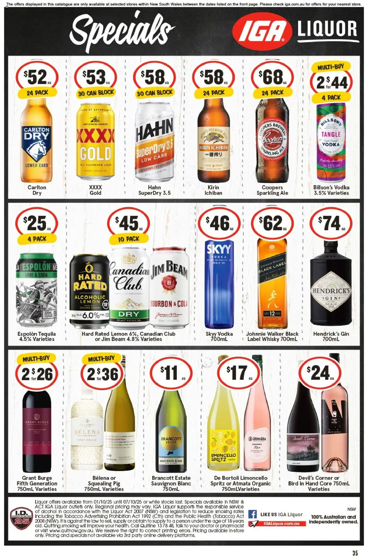 IGA catalogue - valid from 01.10.2025 | Page: 34 | Products: Bourbon, Gin, Vodka, Lime