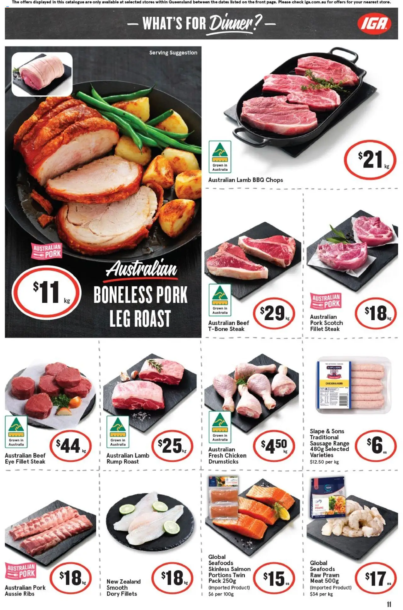 IGA catalogue - valid from 08.10.2025 | Page: 14 | Products: Chicken, Pork, Beef, Salmon