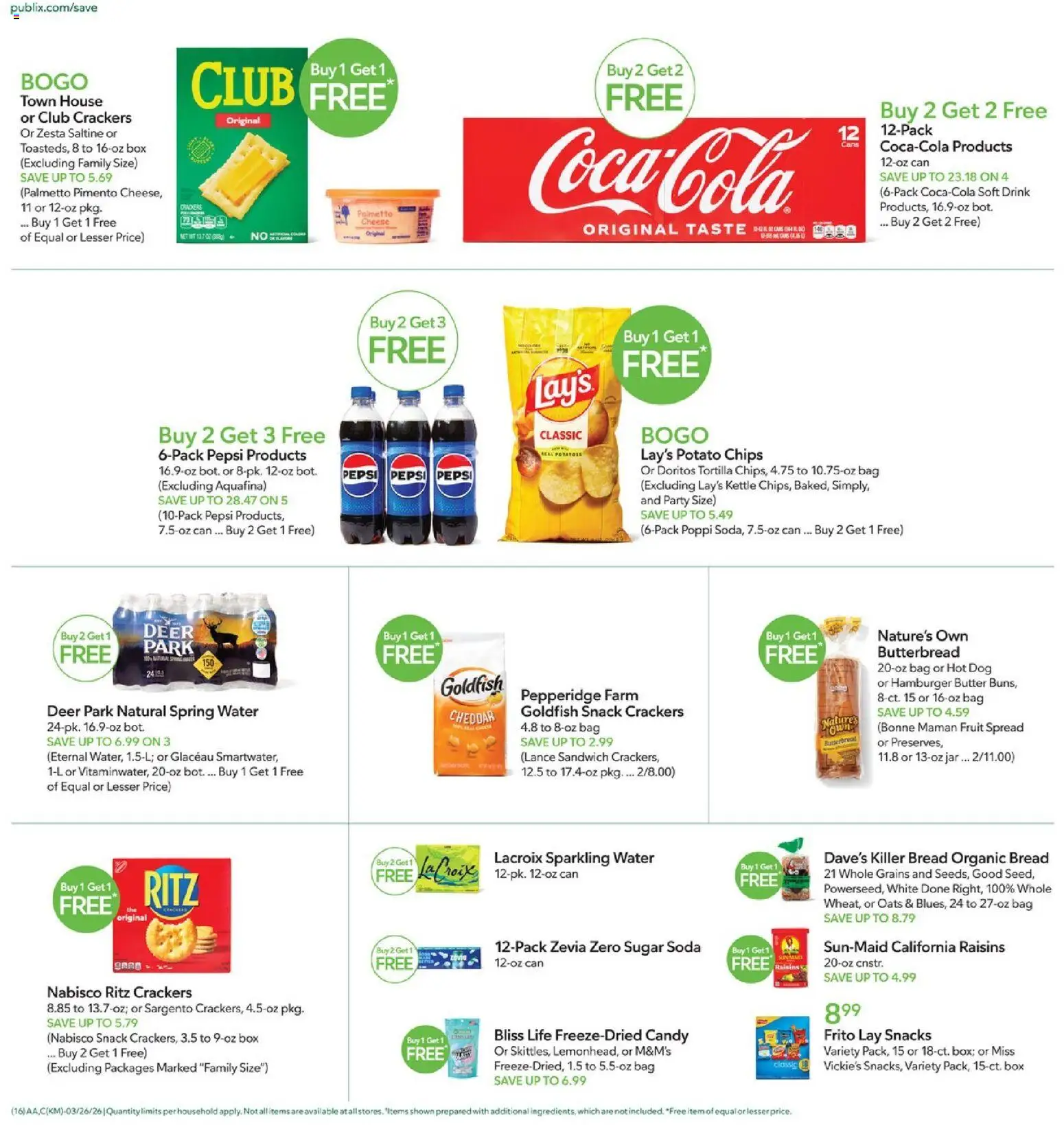 Publix Weekly Ad - valid from 25.03.2026 | Page: 16 | Products: Butter, Bread, Chips, Bag