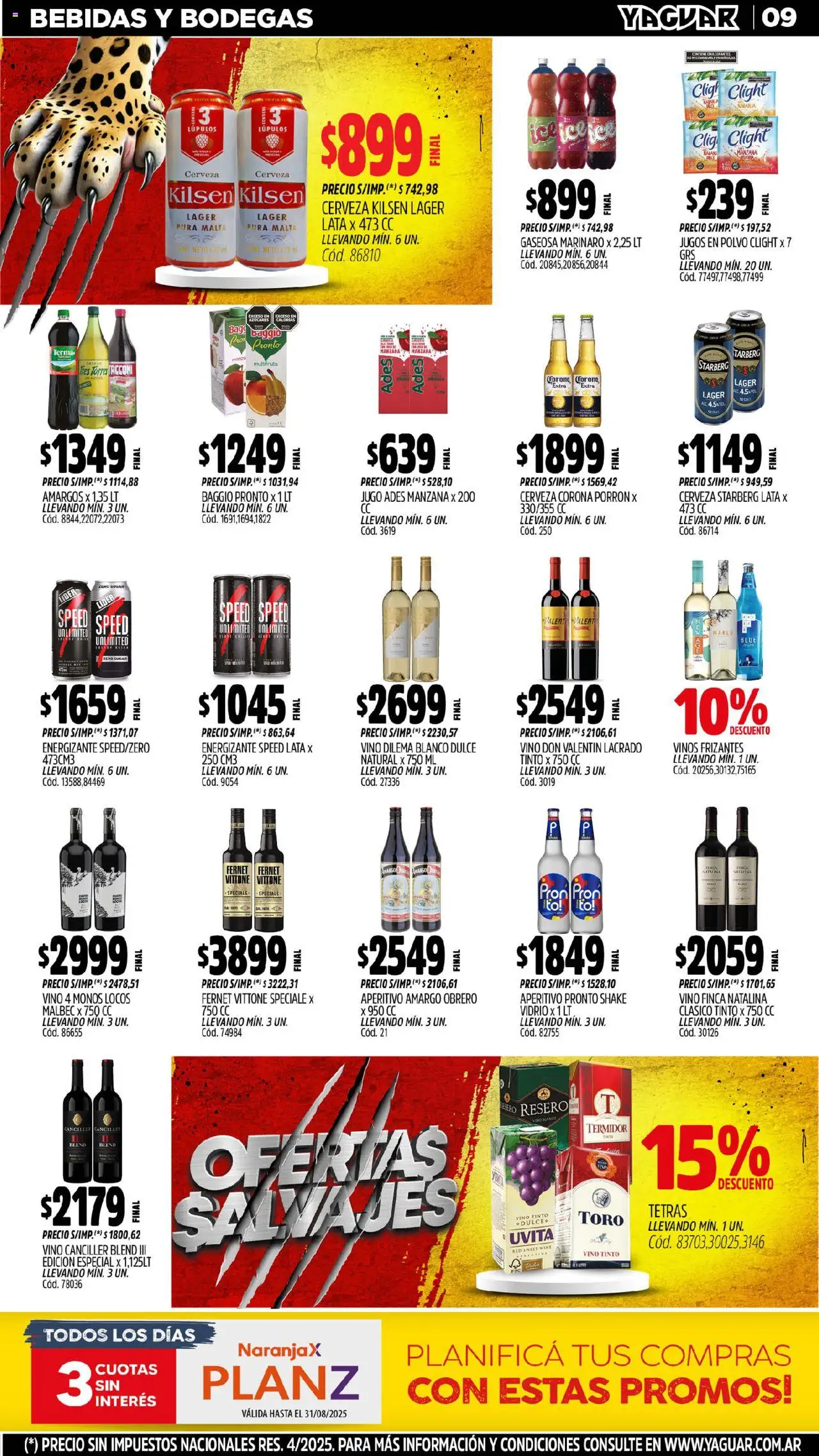 Yaguar - Salta │ válido desde el 11.08.2025 | Página: 8 | Productos: Polvo, Jugo, Vino, Cerveza