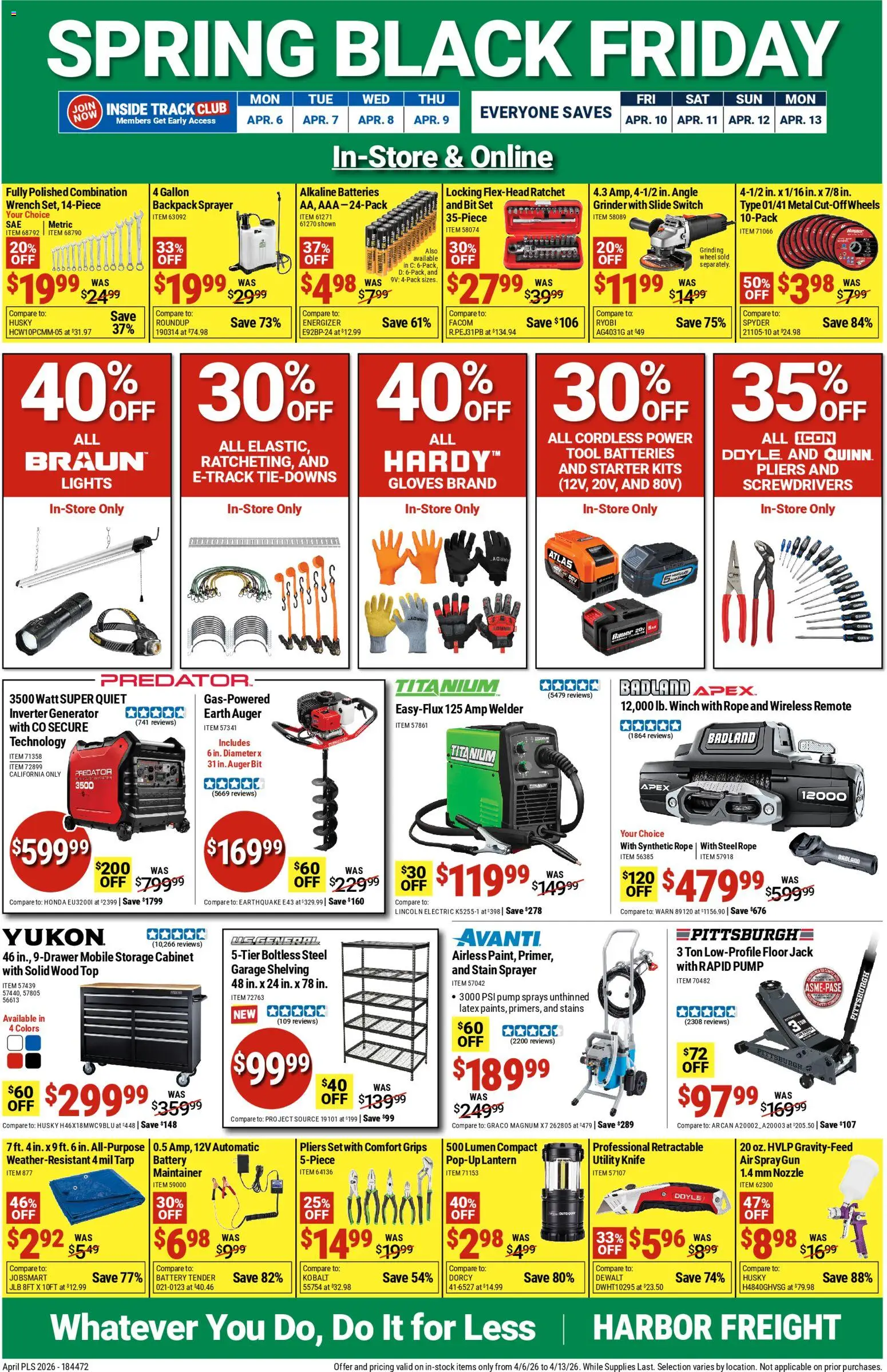 Harbor Freight Black Friday - valid from 06.04.2026 | Page: 1 | Products: Battery, Ratchet, Backpack, Gun