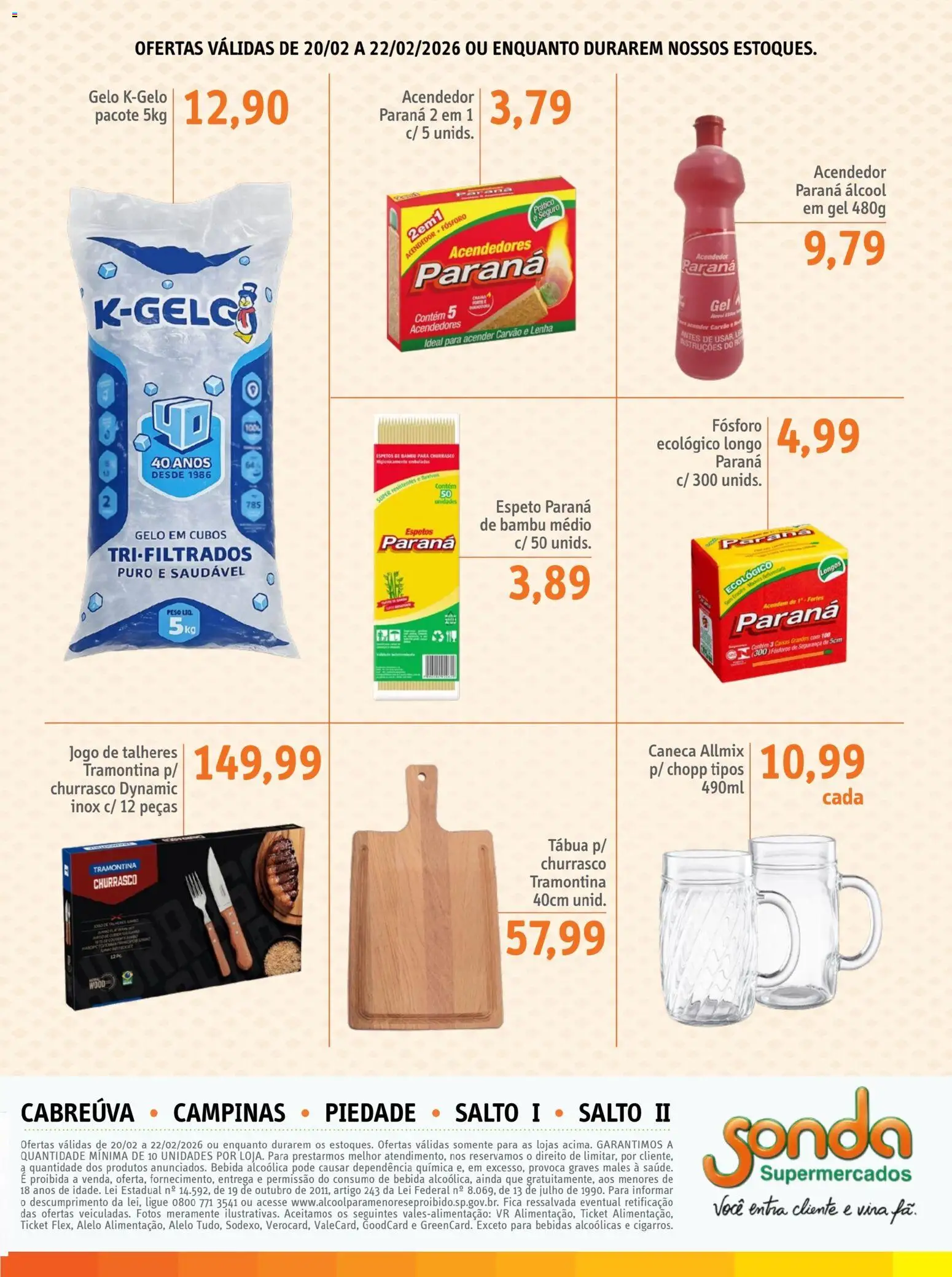 Sonda Folheto - válido de 20.02.2026 | Página: 3 | Produtos: Fósforo, Talheres, Caneca, Tábua
