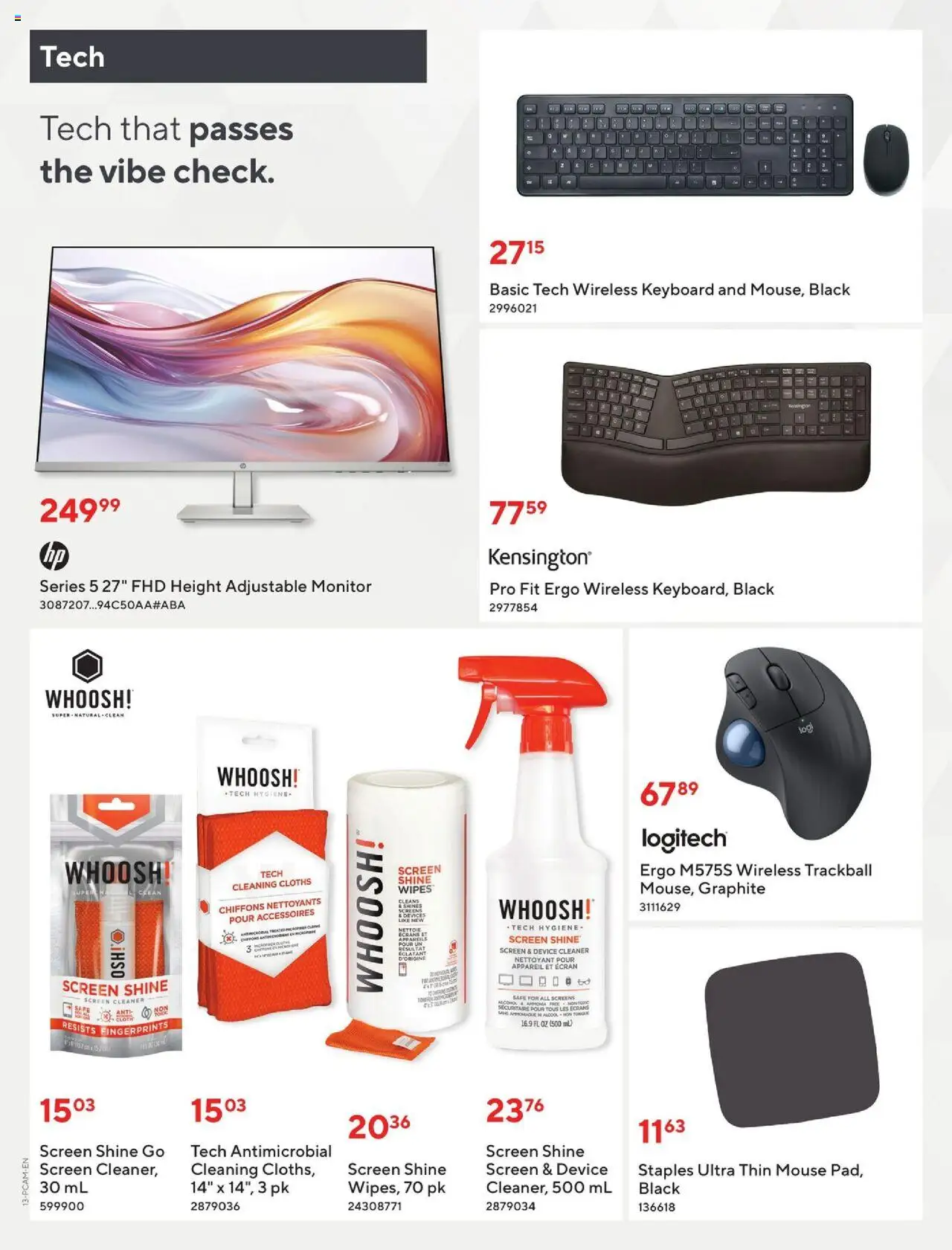 Staples flyer valid from 08.08.2025 | Page: 13 | Products: Monitor, Mouse, Keyboard