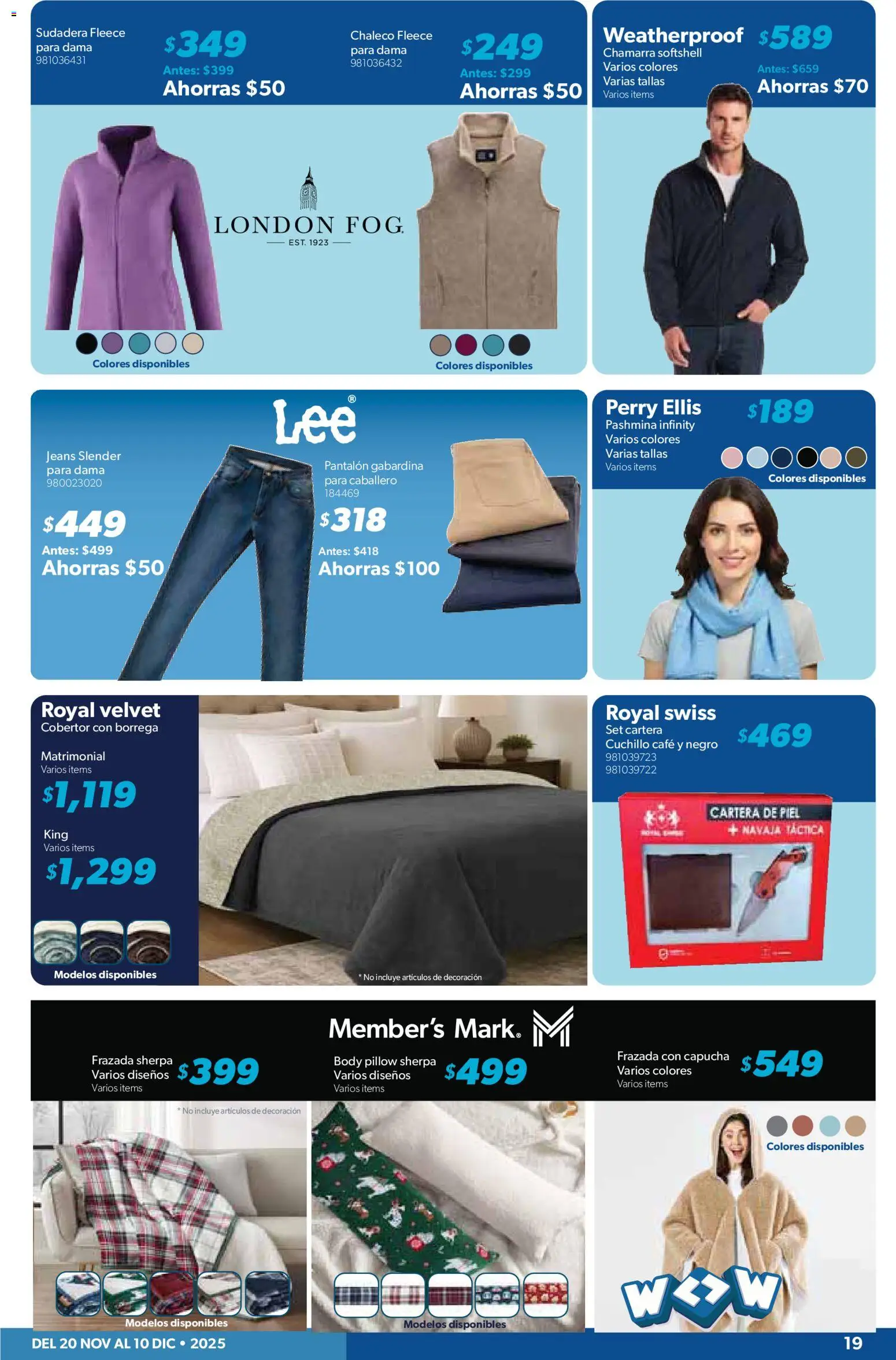 Nuevas ofertas de Sam's Club válidas en toda la República Mexicana desde el 20.11.2025. ¡Encuentra las mejores ofertas en Sam's Club catálogo Frontera! | Página: 19 | Productos: Navaja, Chaleco, Cobertor, Body