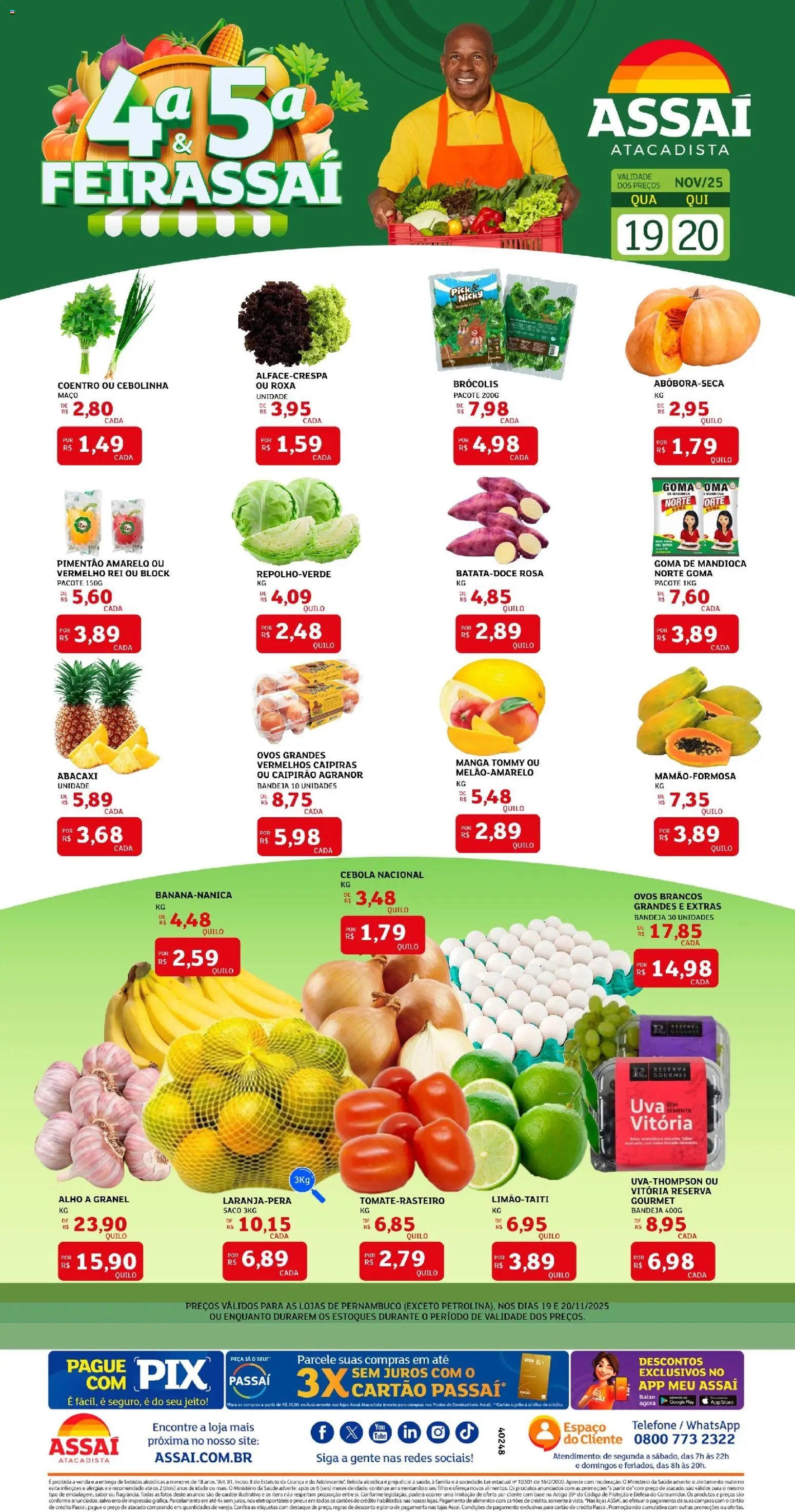 Assaí Atacadista Folheto - válido de 19.11.2025 | Página: 1 | Produtos: Cebola, Base, Abacaxi, Brócolis