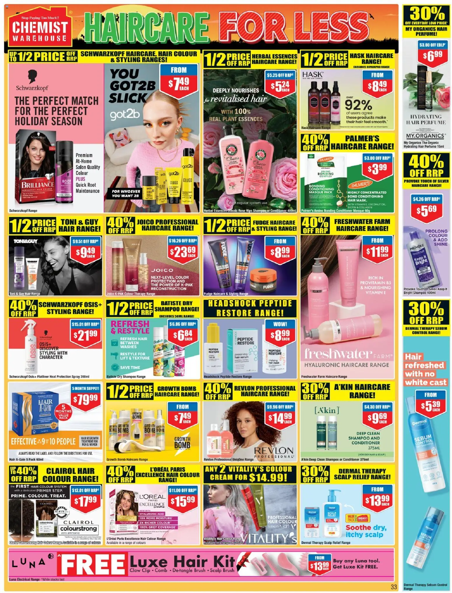 Chemist Warehouse catalogue - valid from 01.12.2025 | Page: 33 | Products: Conditioner, Oil, Hair serum, Vitamin