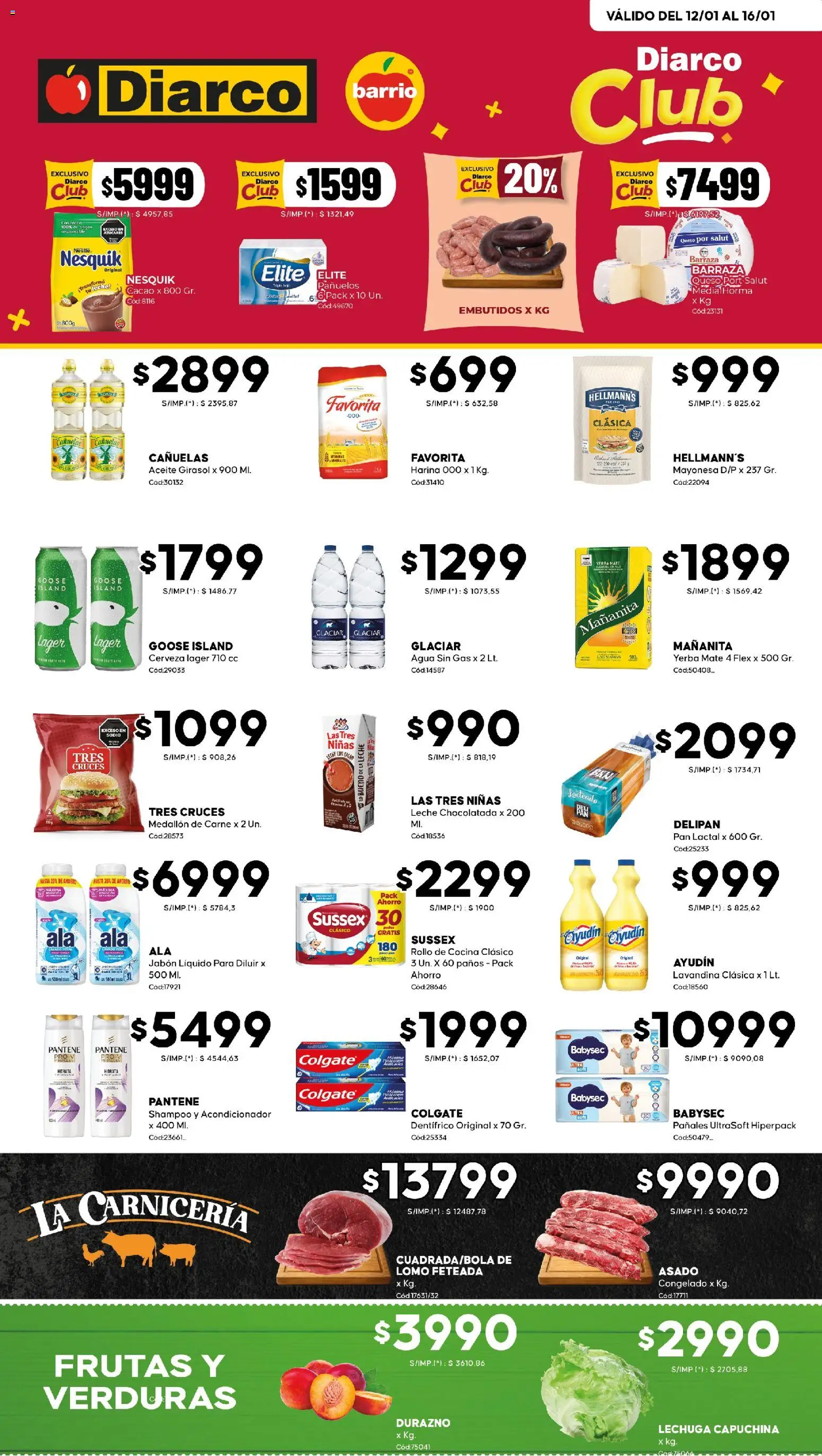 Diarco ofertas - BARRIO │ válido desde el 12.01.2026 | Página: 1 | Productos: Cocina, Jabón, Leche, Chocolatada