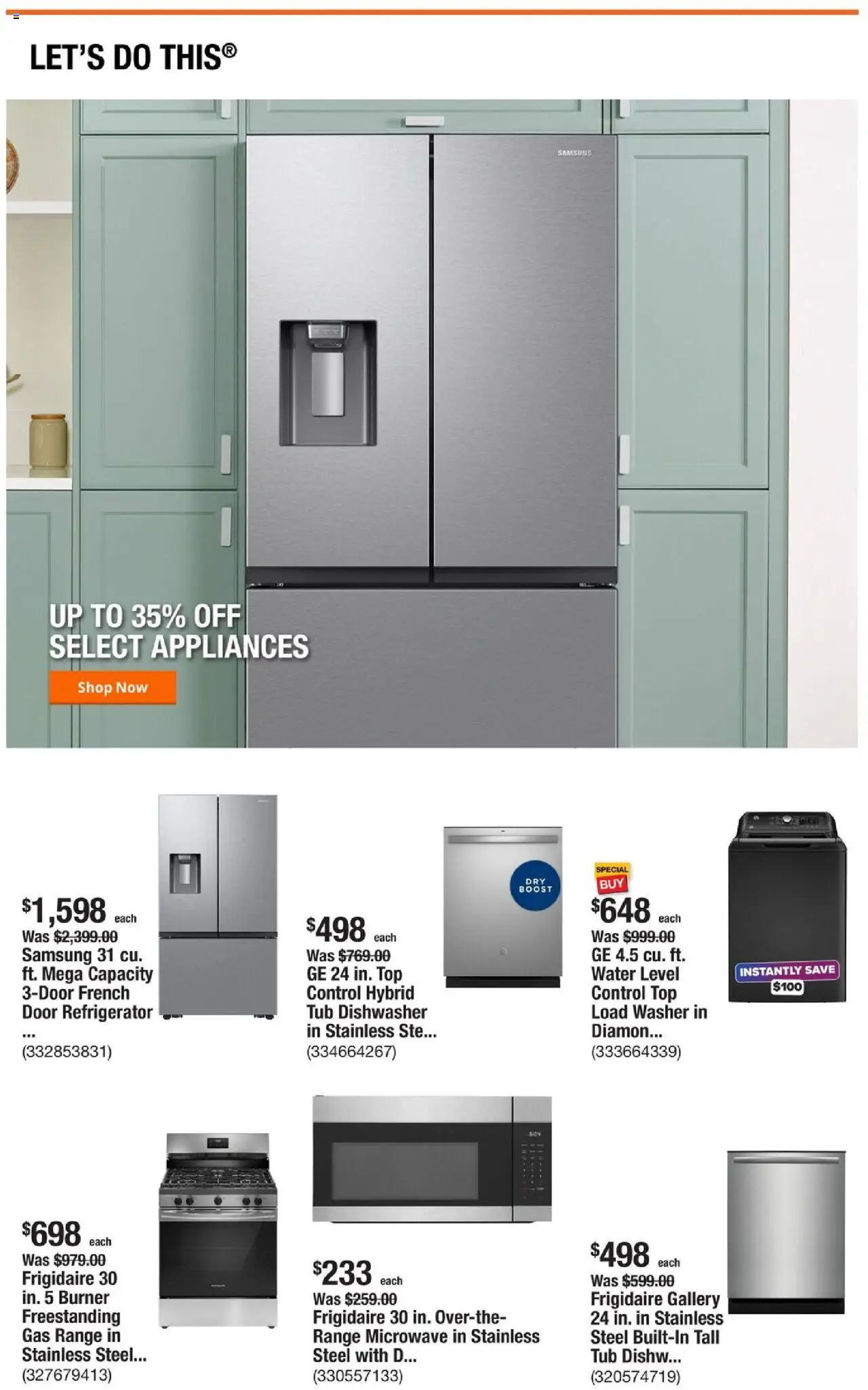 Home Depot Weekly Ad - valid from 31.07.2025 | Page: 3 | Products: Microwave, Water, Washer, Dishwasher