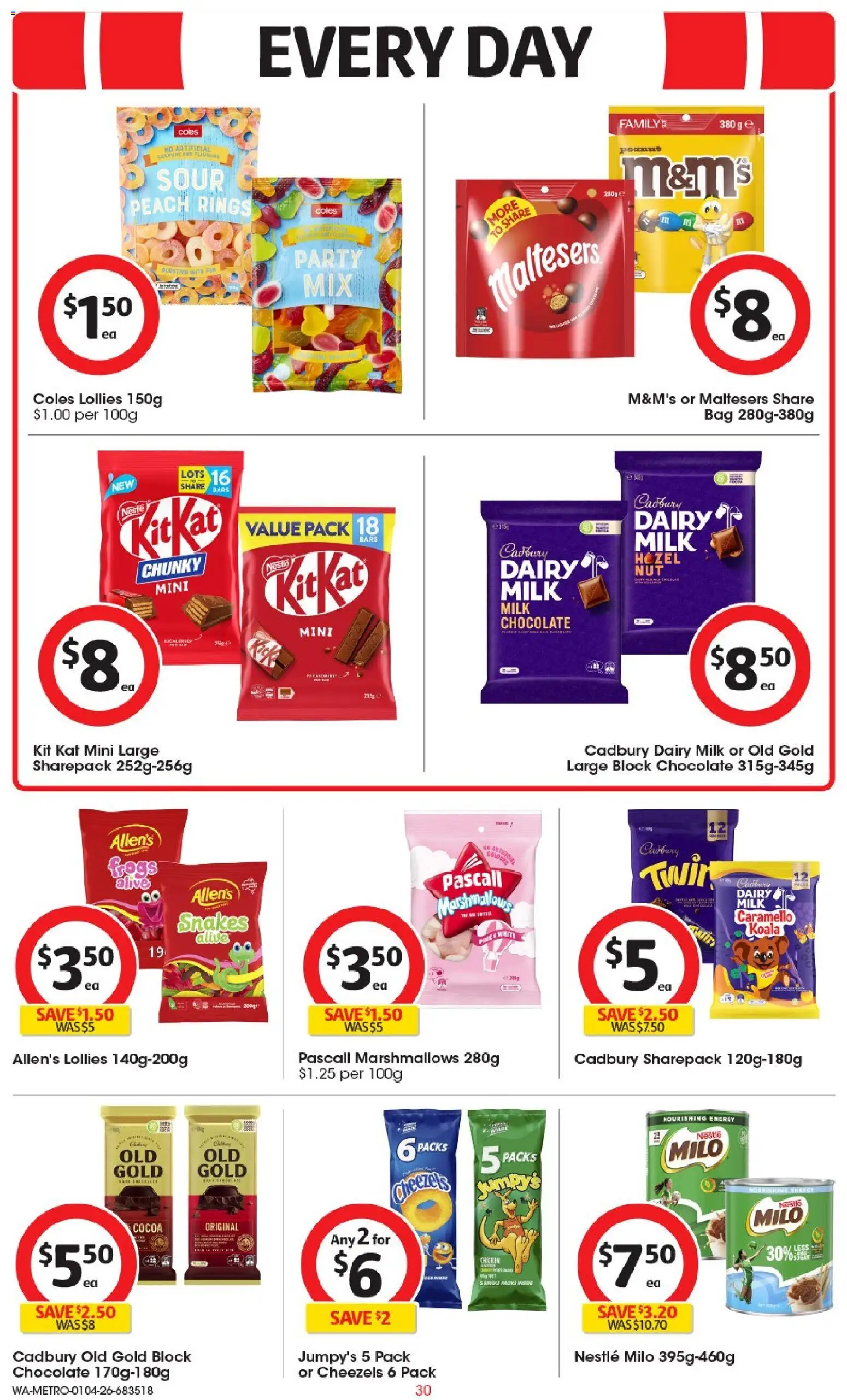 Coles catalogue - valid from 01.04.2026 | Page: 30 | Products: Cocoa, Dairy, Chocolate, Lollies