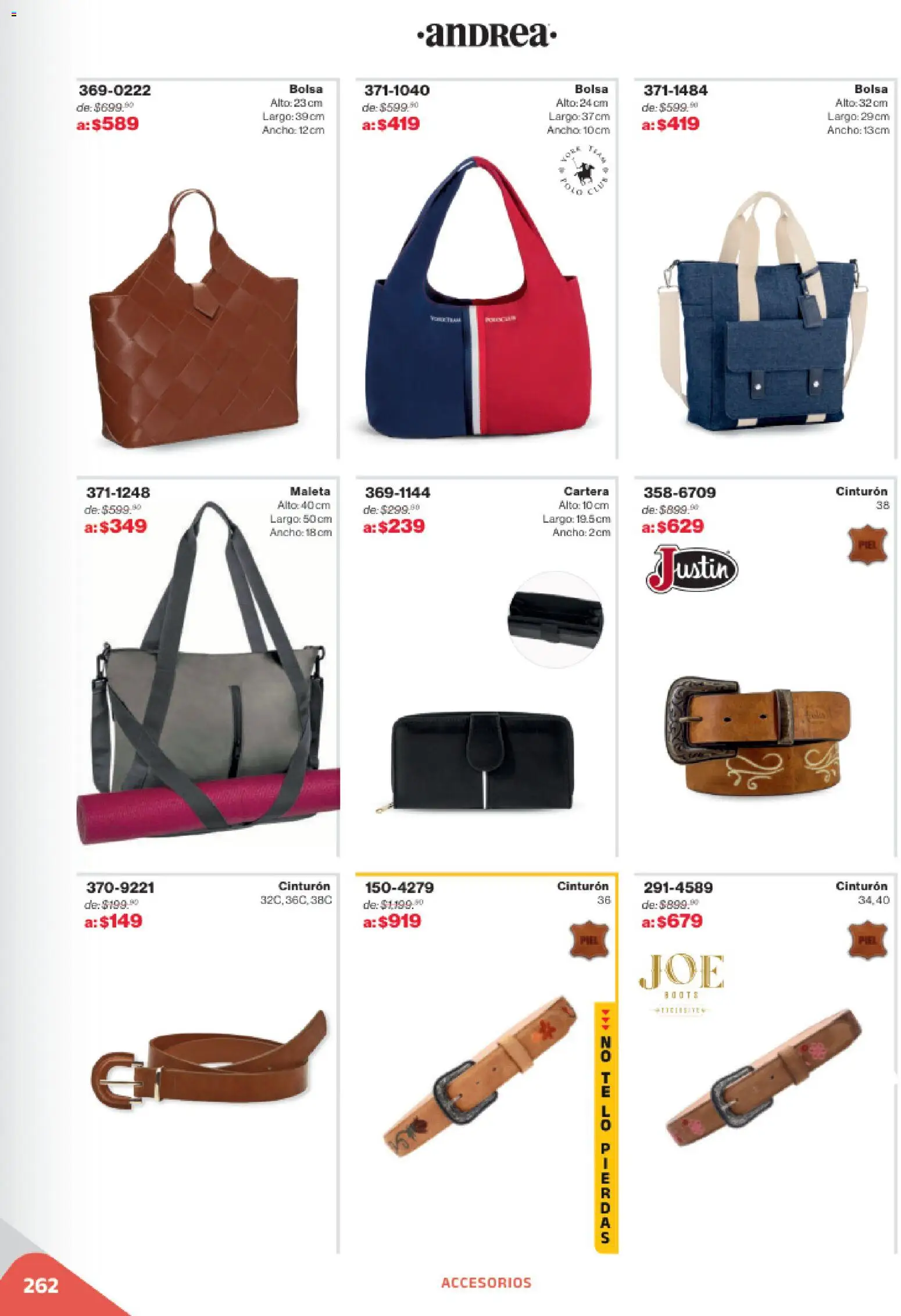 Nuevas ofertas de Andrea válidas en toda la República Mexicana desde el 02.11.2025. ¡Encuentra las mejores ofertas en Andrea catálogo Outlet! | Página: 262 | Productos: Cinturón, Bolsa, Maleta