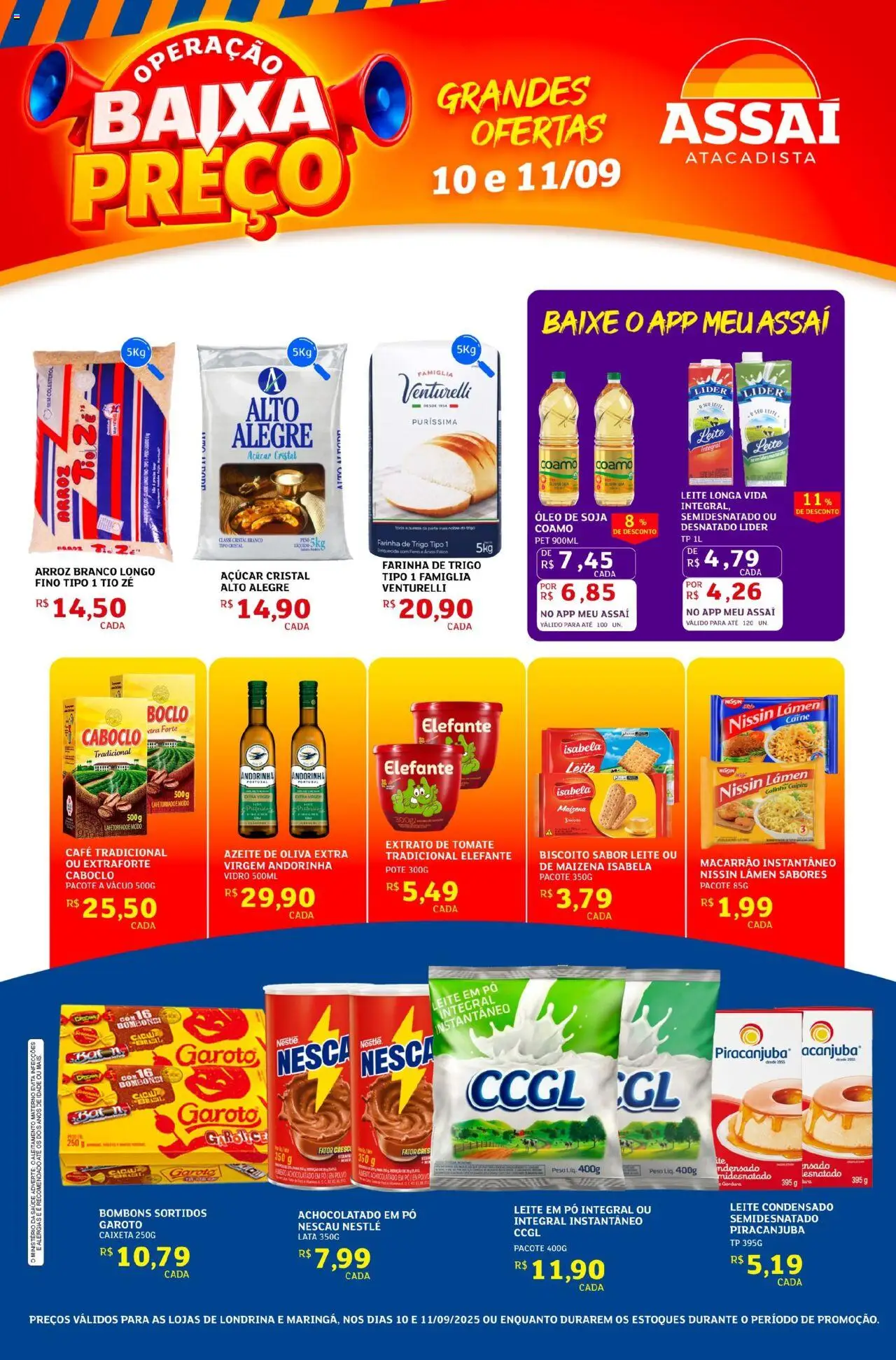 Assaí Atacadista Folheto - válido de 10.09.2025 | Página: 1 | Produtos: Polvo, Açúcar, Macarrão instantâneo, Leite em pó