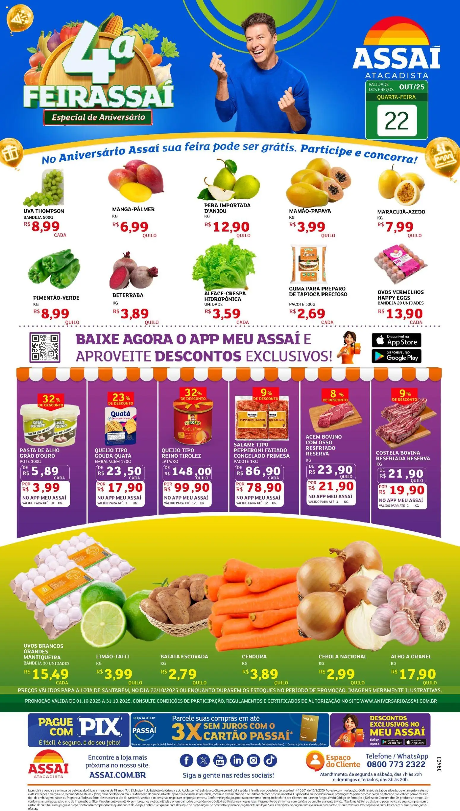 Assaí Atacadista Folheto - válido de 22.10.2025 | Página: 1 | Produtos: Cebola, Tapioca, Bebida, Batata