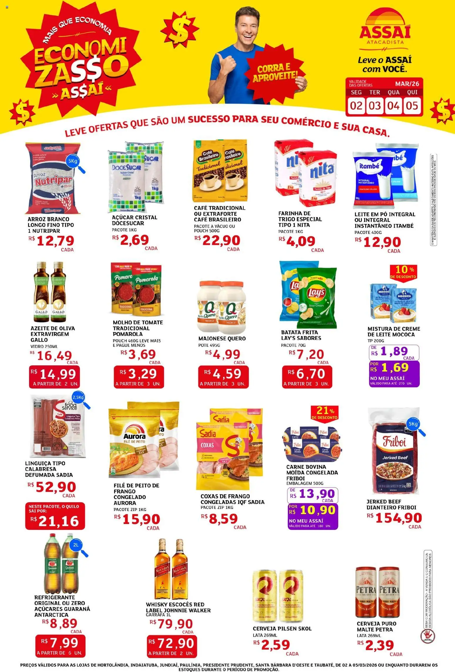 Assaí Atacadista Folheto - válido de 02.03.2026 | Página: 1 | Produtos: Refrigerante, Carne moída, Batata frita, Leite em pó