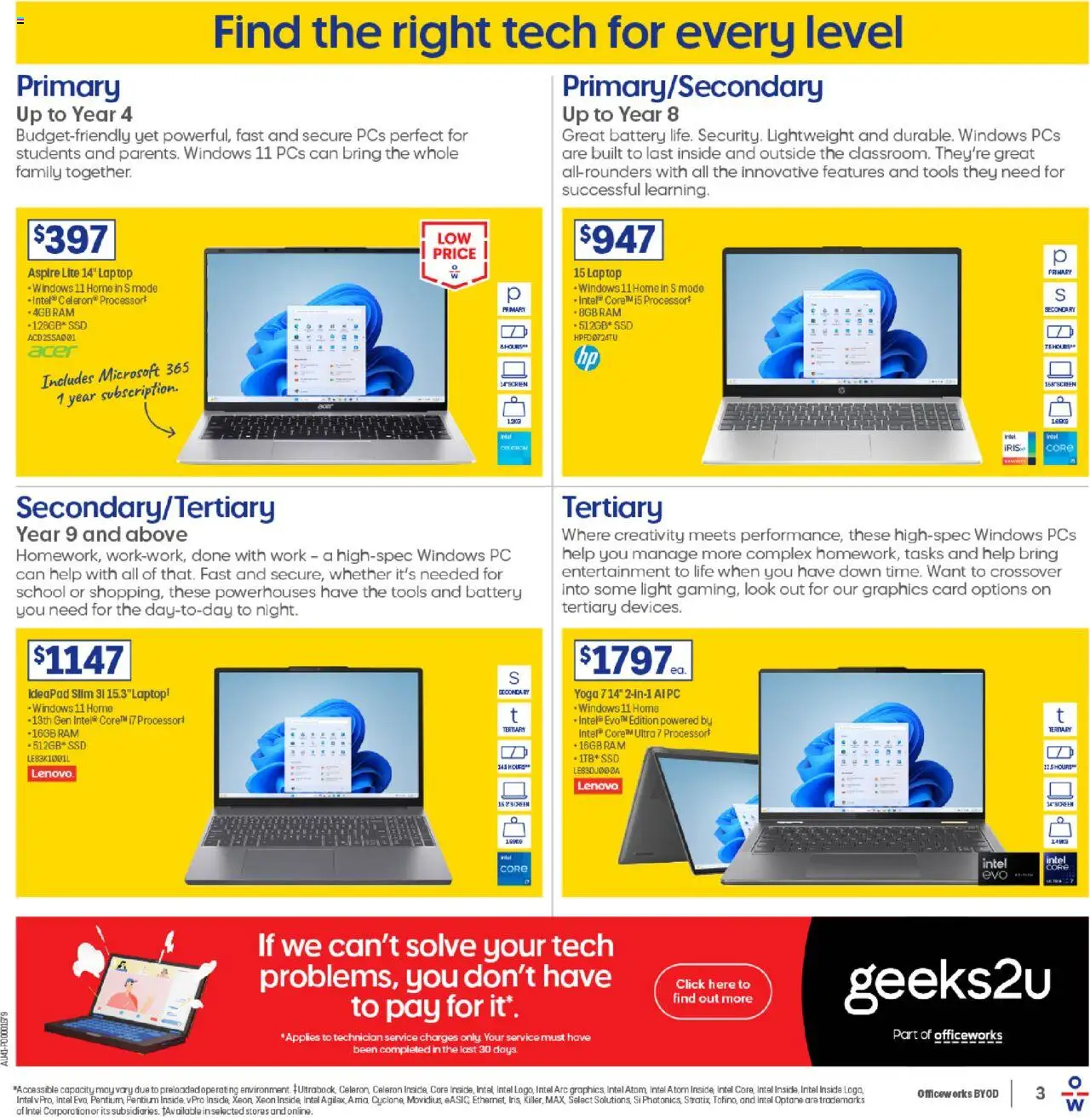 Officeworks catalogue - valid from 01.10.2025 | Page: 3 | Products: Battery, Pc, Laptop, Tools