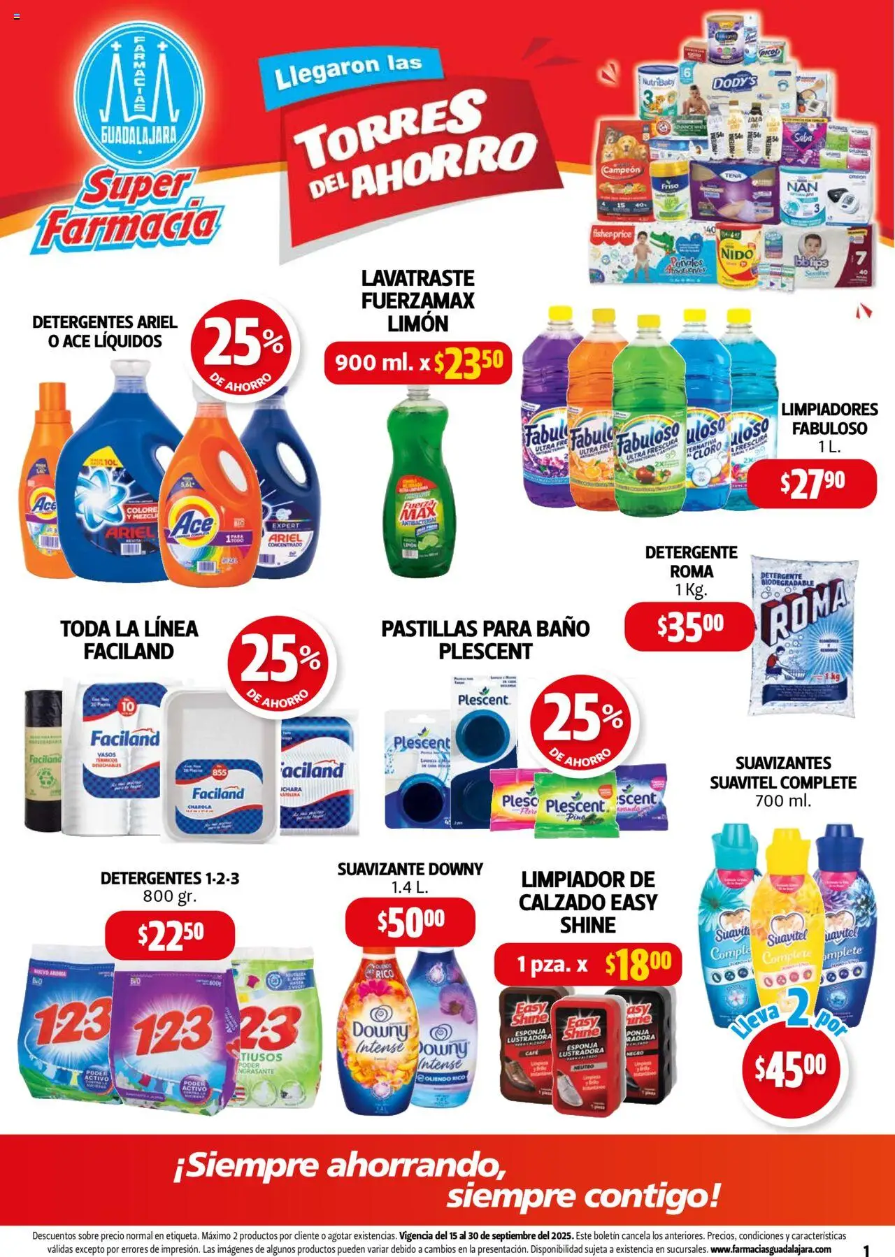 Nuevas ofertas de Farmacia Guadalajara válidas en toda la República Mexicana desde el 15.09.2025. ¡Encuentra las mejores ofertas en Farmacia Guadalajara - Catálogo! | Página: 1 | Productos: Limpiador, Pañales, Cloro, Vasos